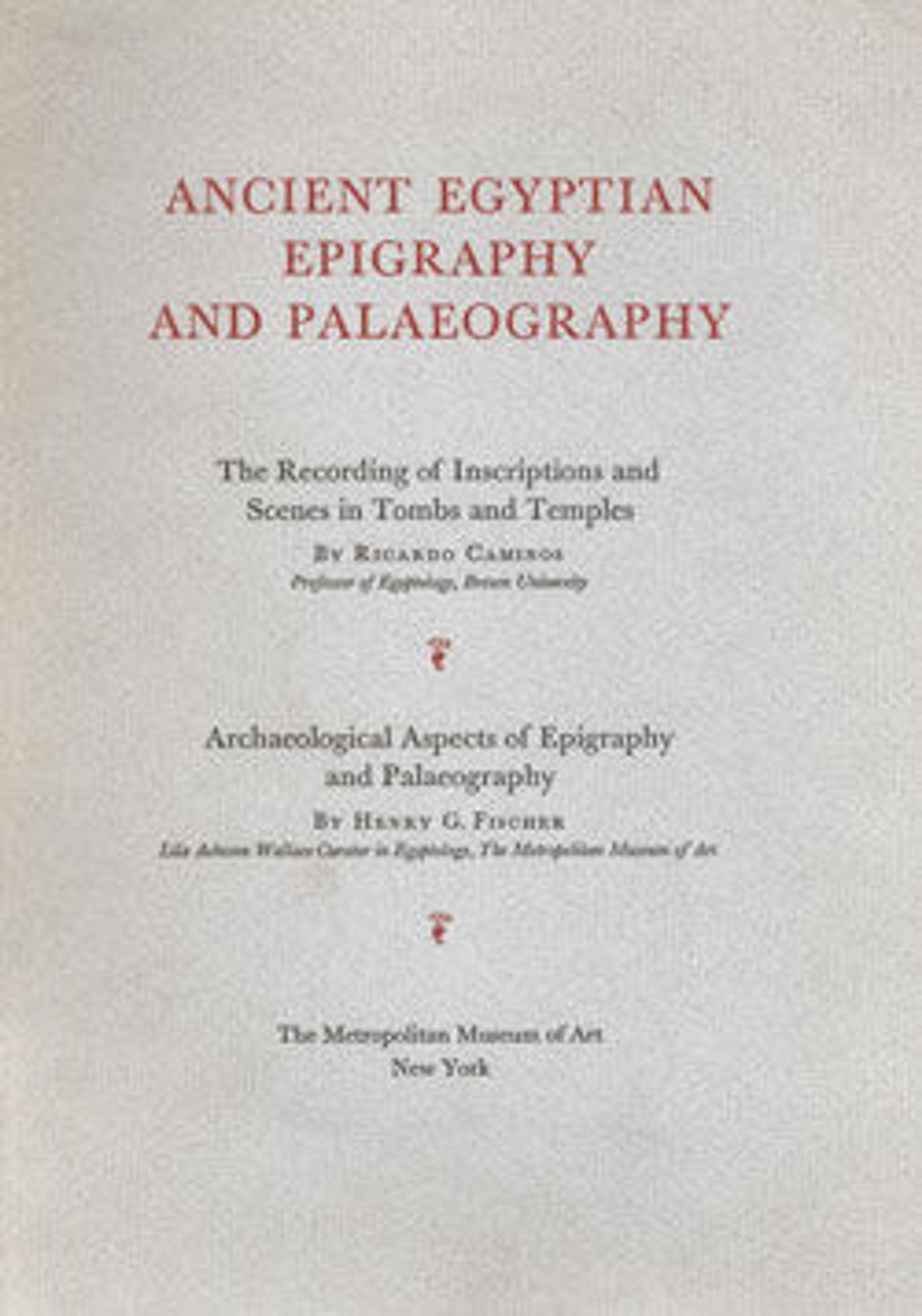 Ancient Egyptian Epigraphy and Palaeography