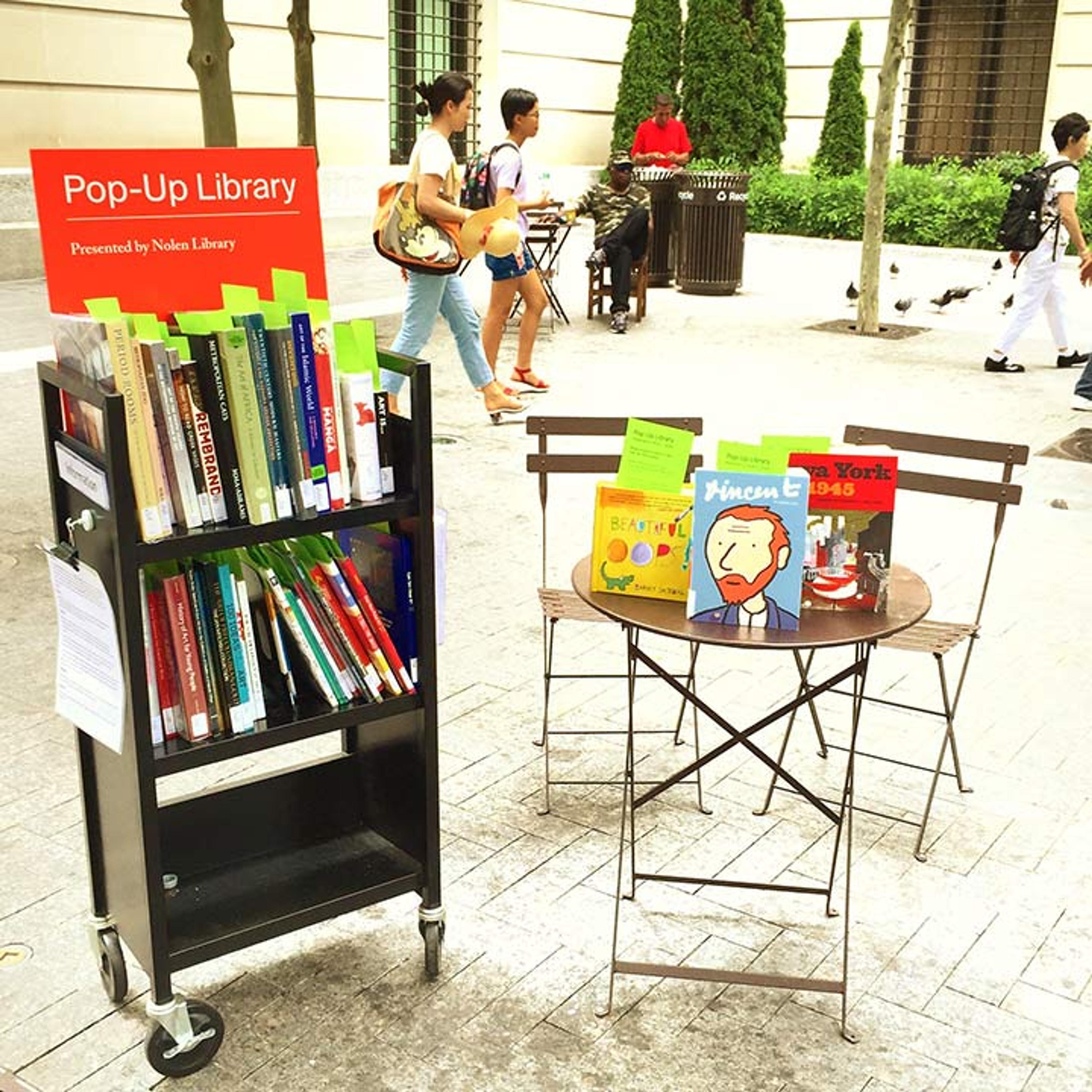 Pop up library outside