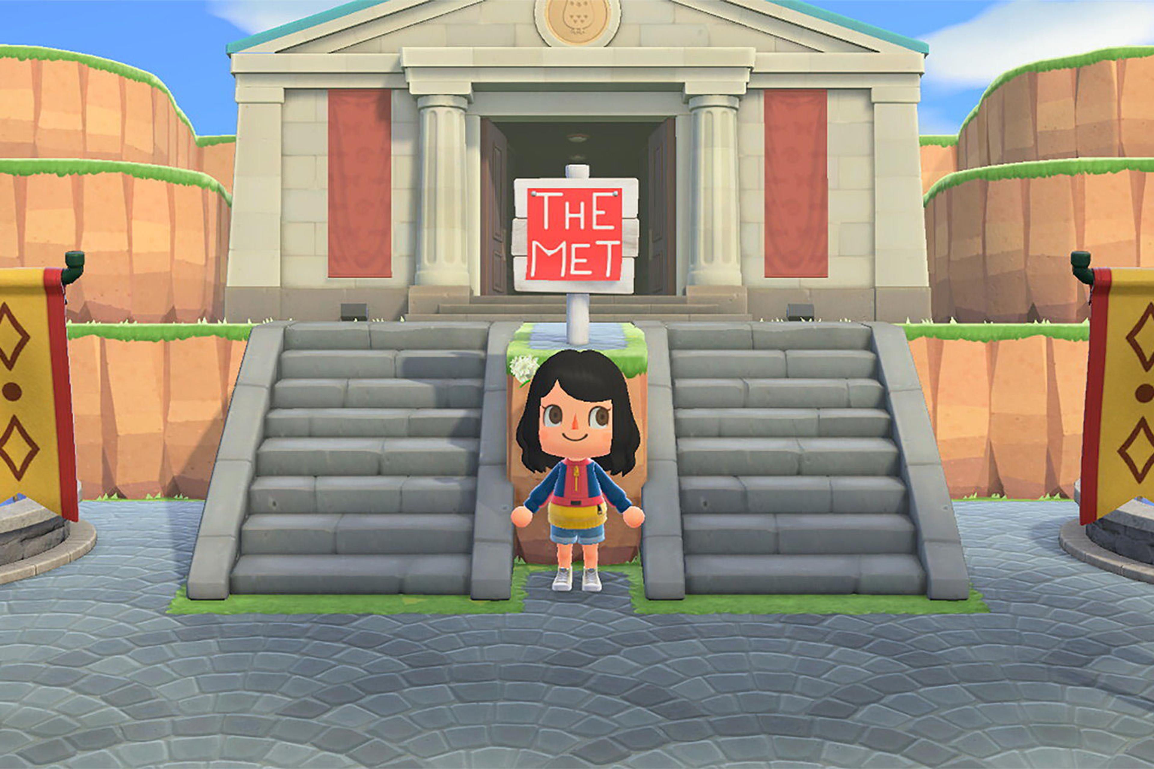 A screenshot from Animal Crossing depicting a museum that looks like The Met