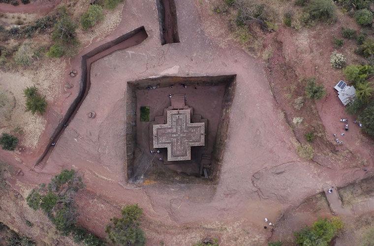 Aerial view of a World Monuments Fund site.