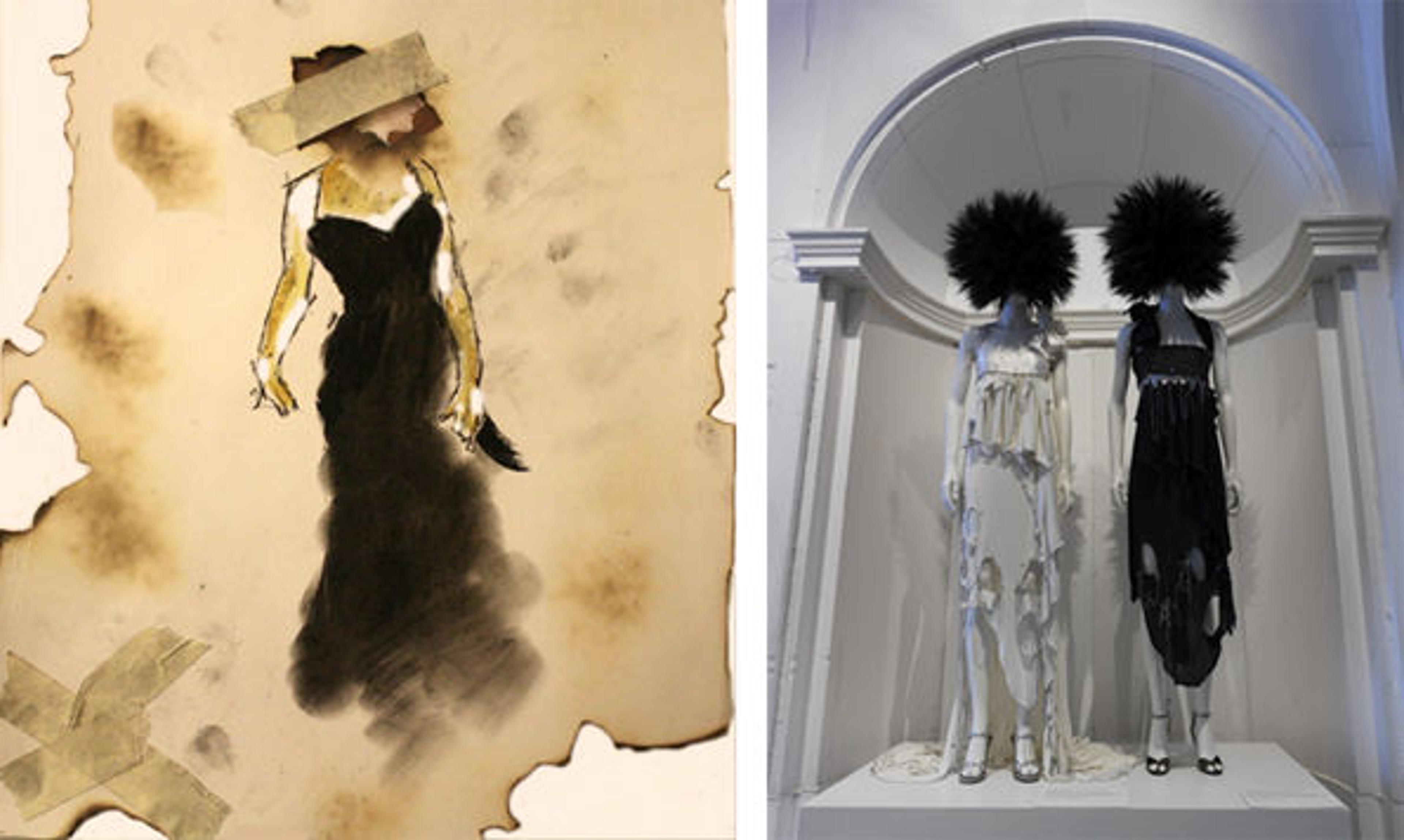 Artwork by Anna (left) and gallery view of PUNK: Chaos to Couture (right)