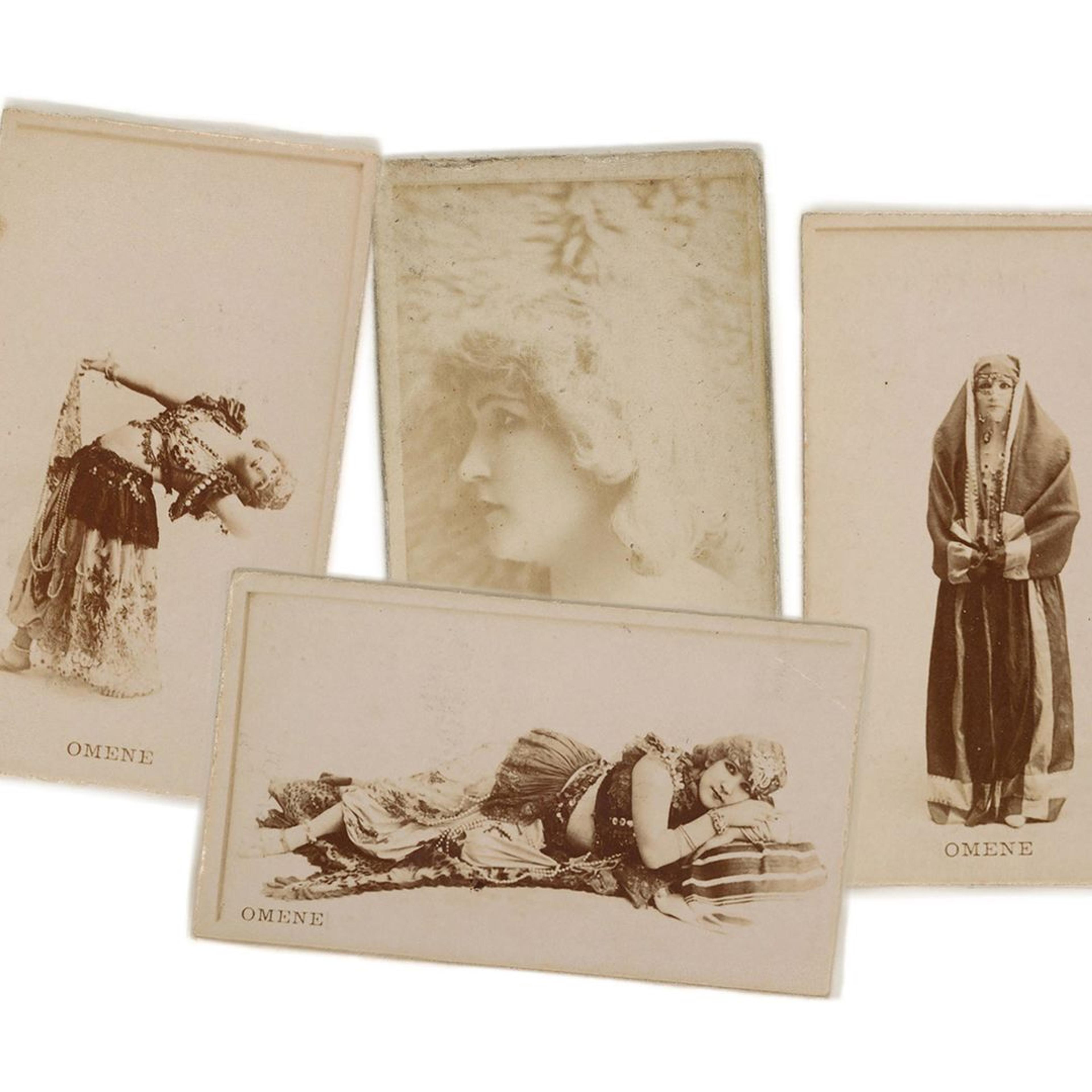 A digital collage of Omene cigarette cards