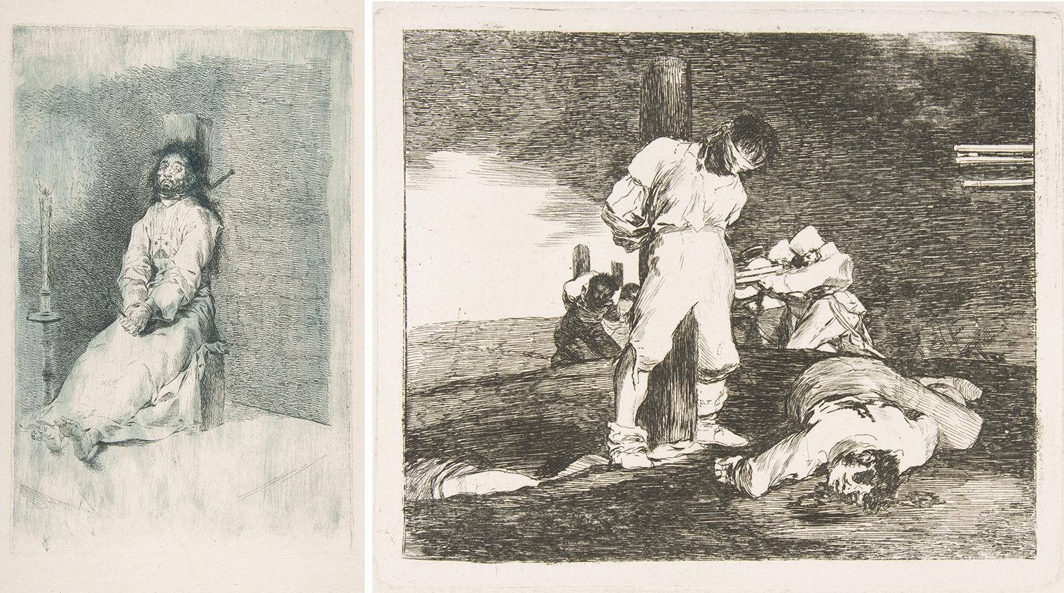 Composite image of two drawings on faded paper