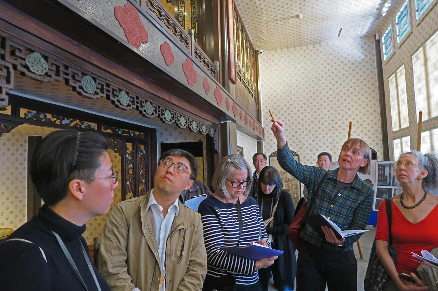 World Monuments Fund and Palace Museum participants visiting Fuwangge, the "Belvedere of Viewing Achievements” in the Imperial Palace, Beijing. Photo courtesy of Jim Laev