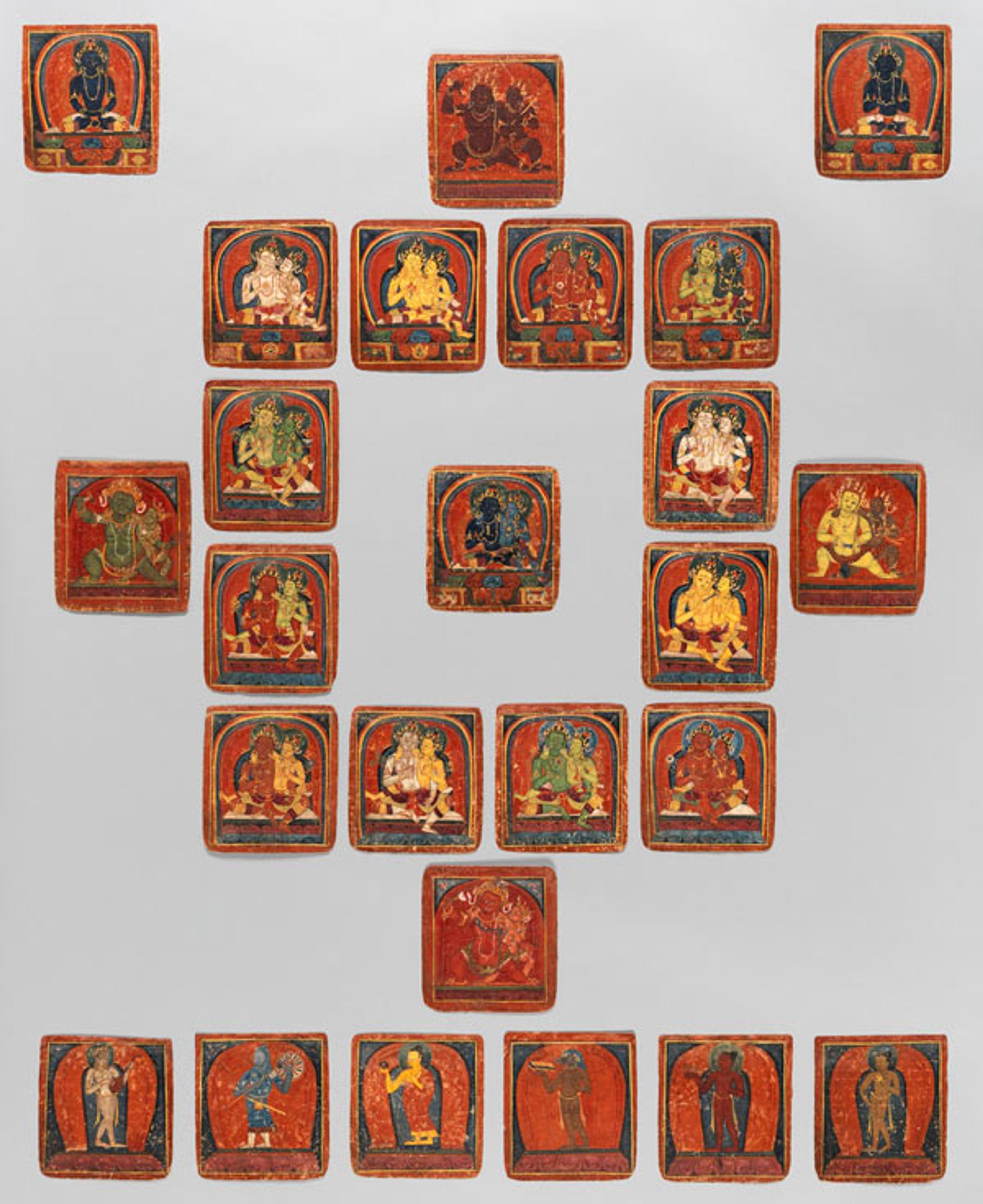 Set of twenty-five initiation cards (tsakalis) organized as a mandala