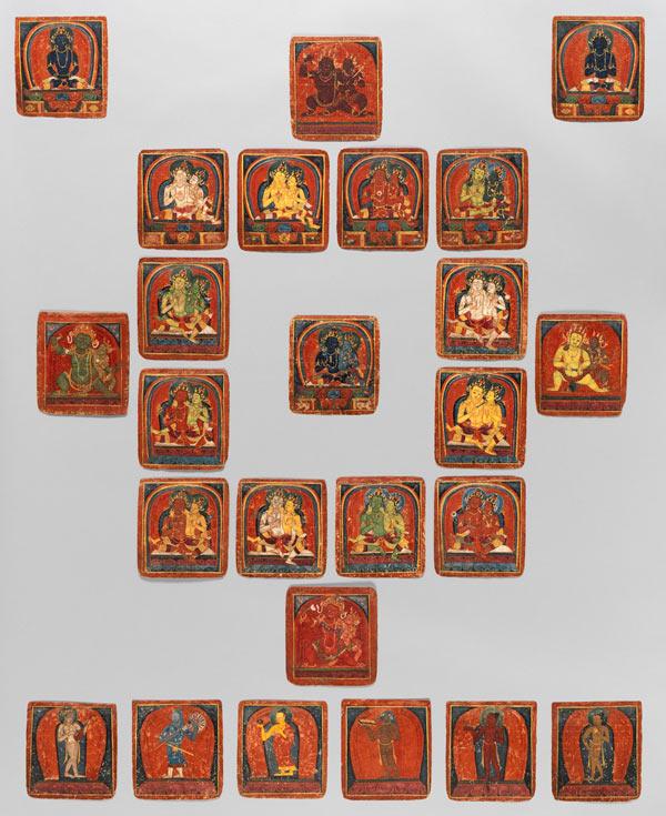 Set of twenty-five initiation cards (tsakalis) organized as a mandala