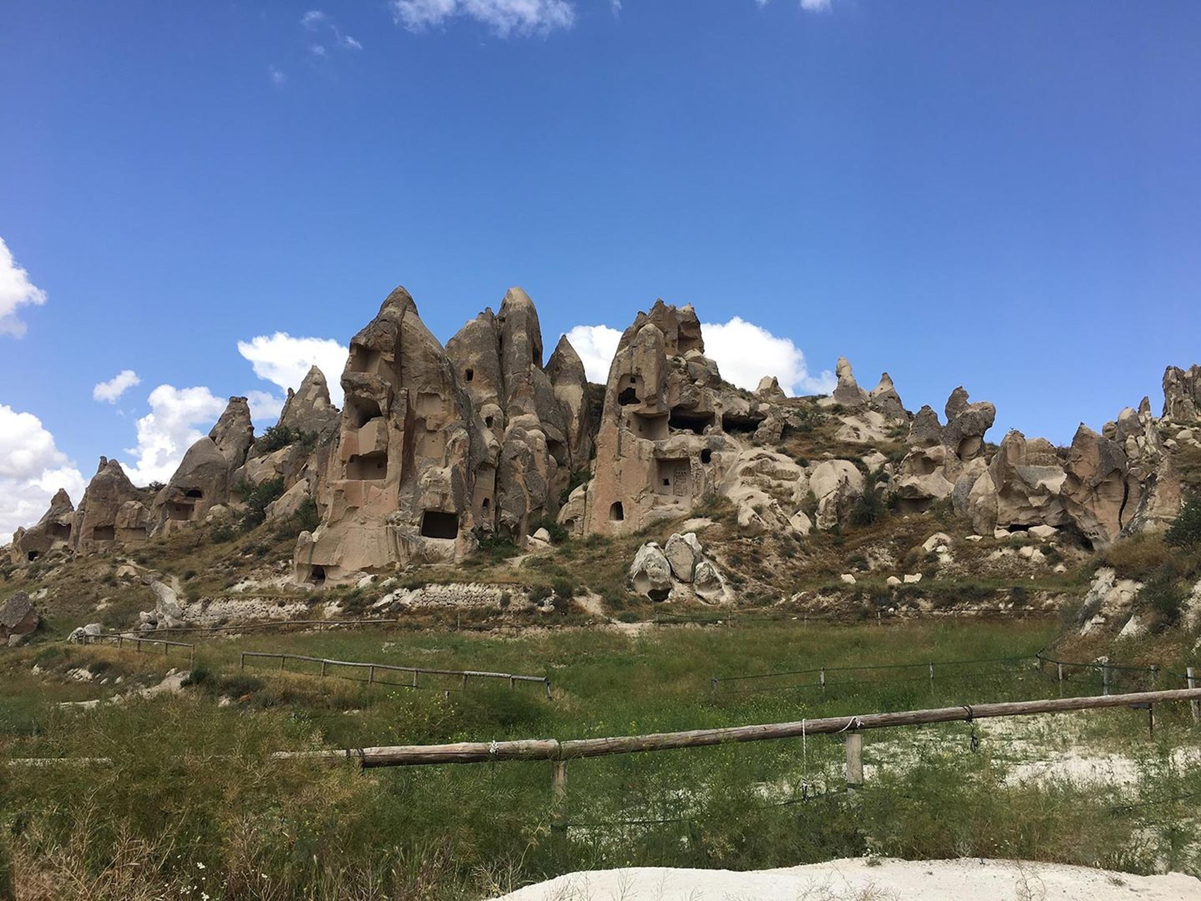 Cave churches cut into rock in Cappadocia