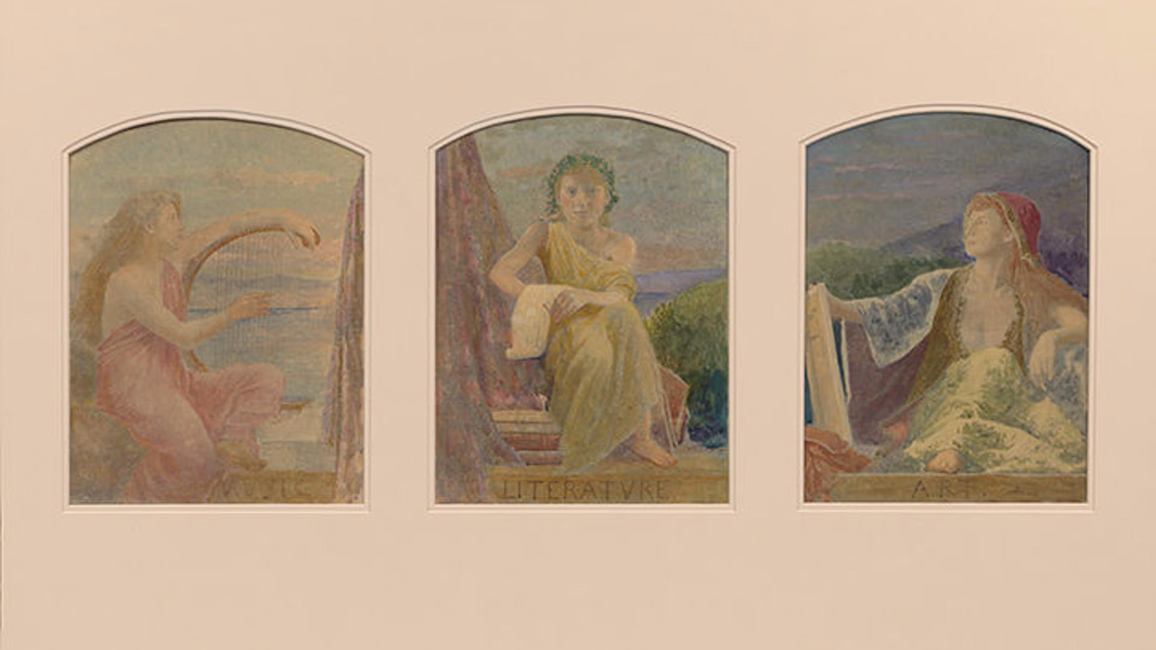 Louis Comfort Tiffany Suggestion for Three Upper Windows in Large Hall for the Residence of Mr. T. Eaton, Toronto, Canada