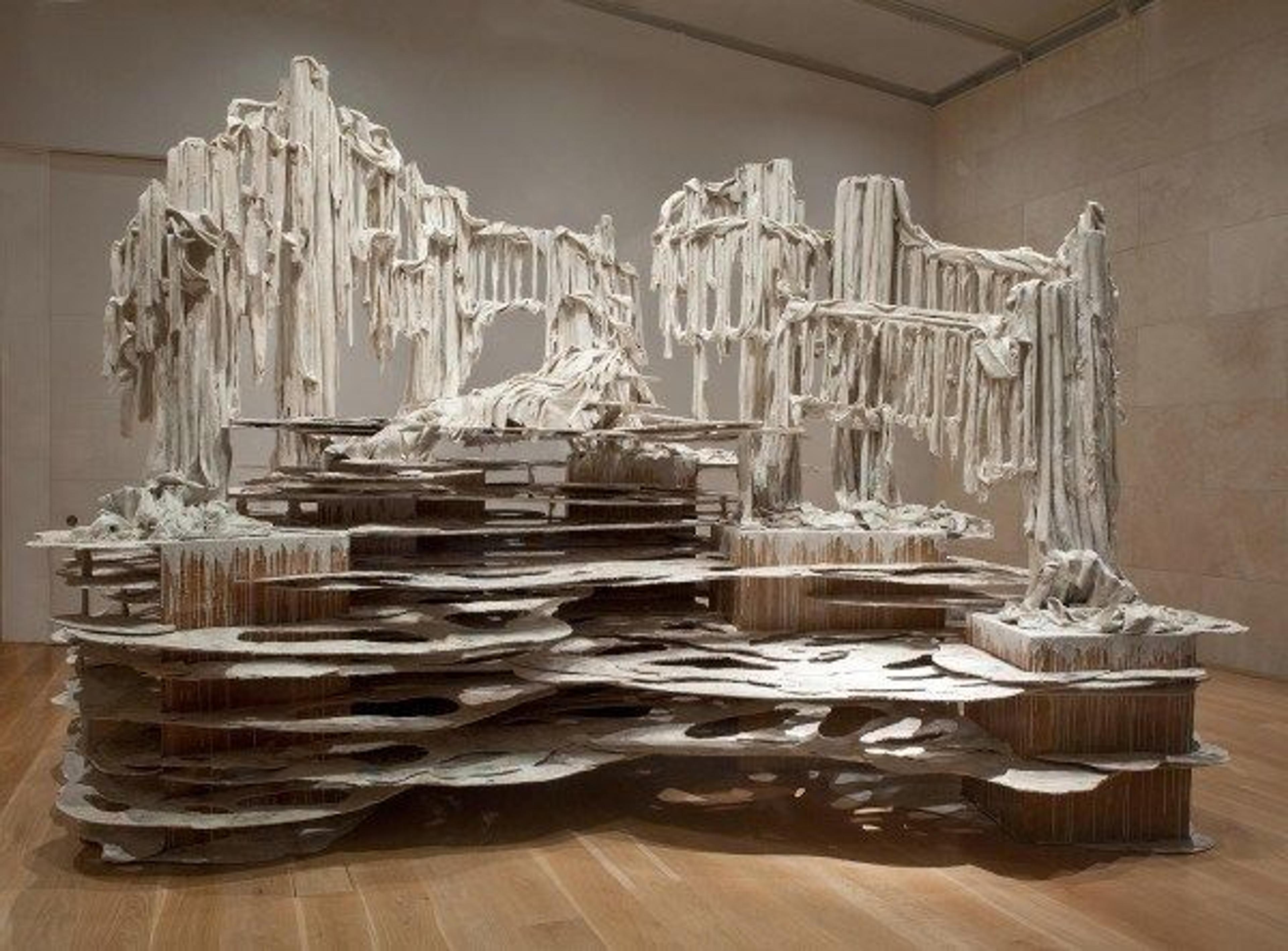 A large scuplture made of steel, polymer gypsum, wood, fiberglass and paint