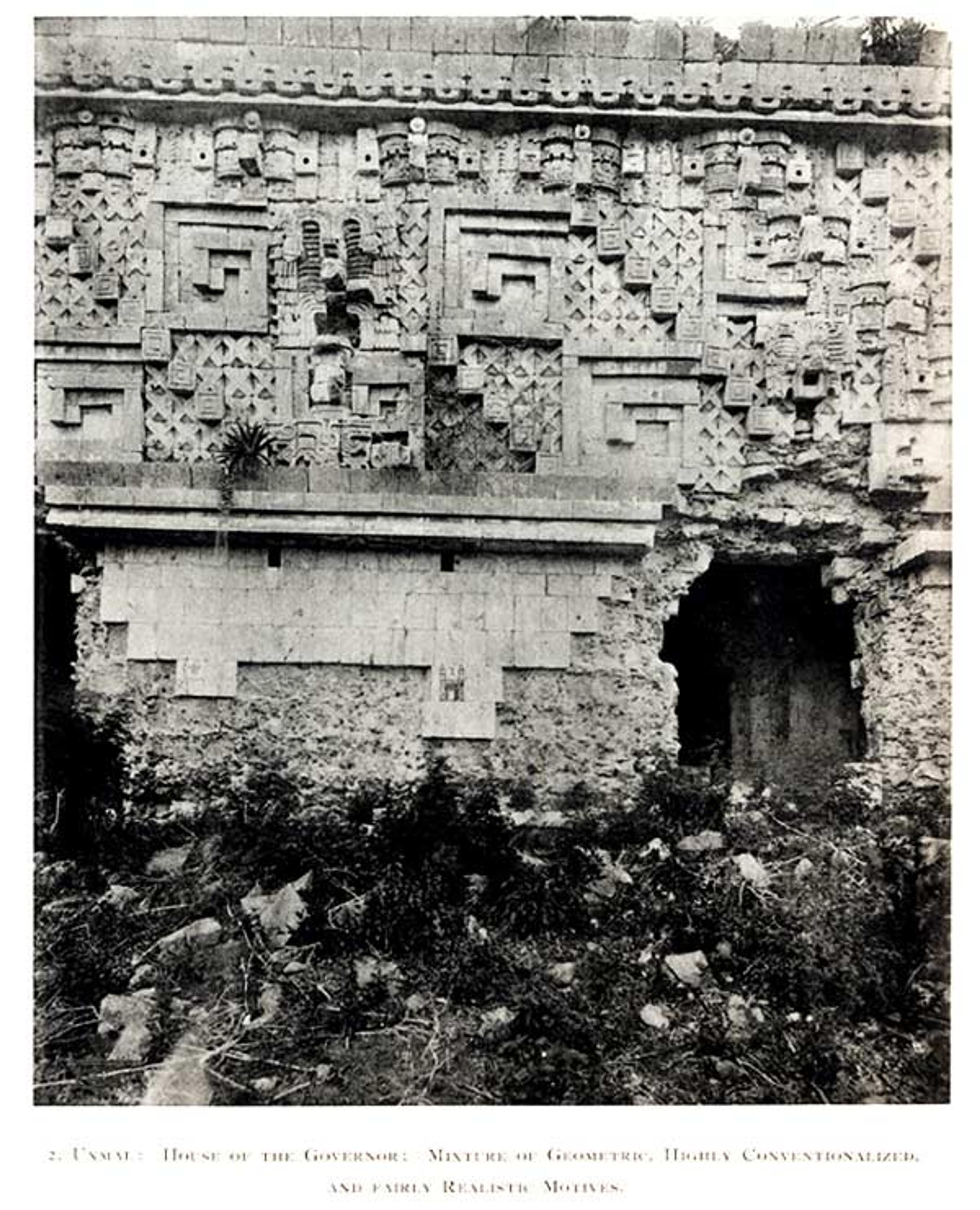 Façade, House of the Governors, Uxmal. Herbert J. Spinden, A Study of Maya Art, Its Subject Matter and Historical Development (1913: Pl. 8, No. 2)