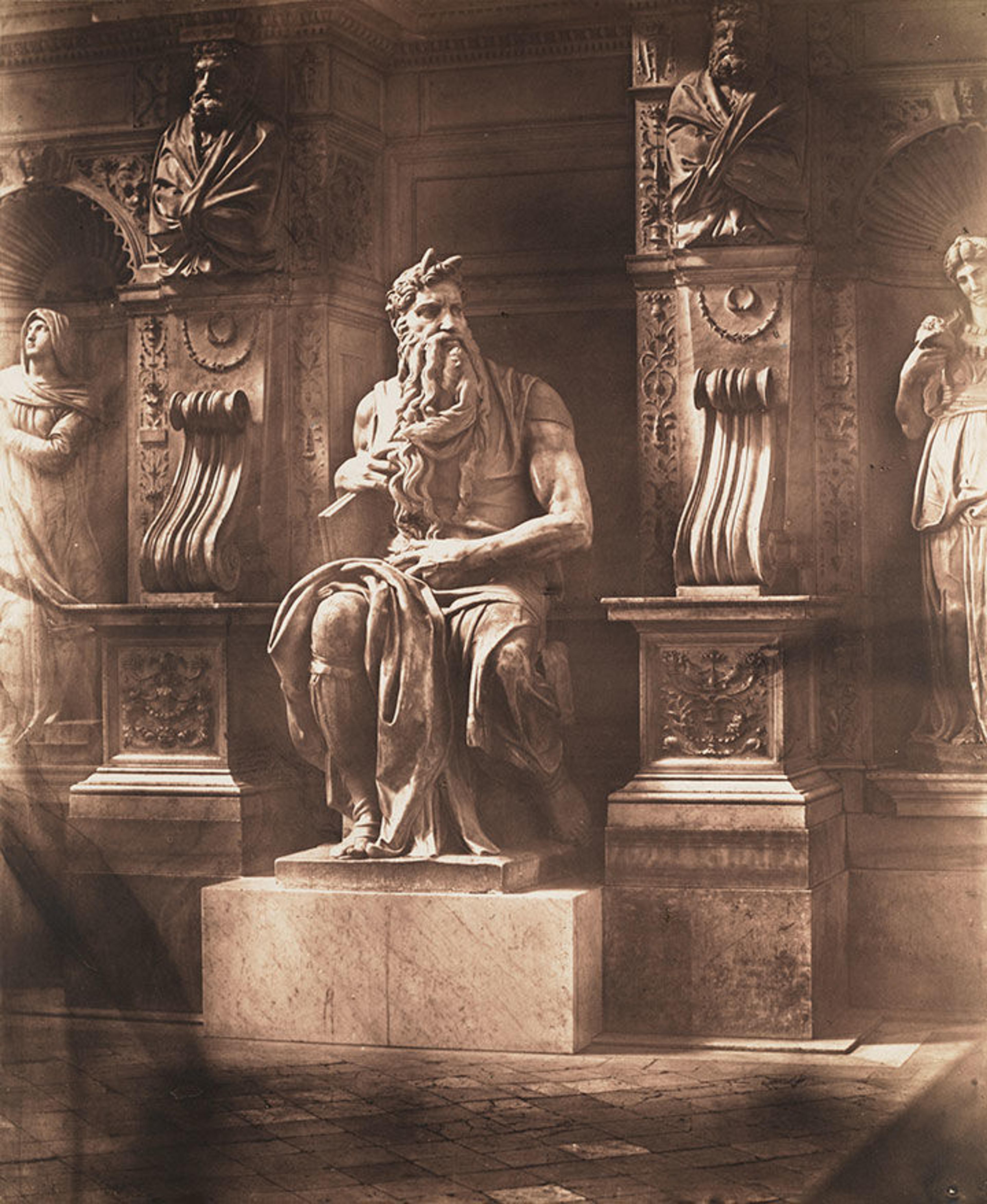 A photograph of a Classical sculpture of Moses by James Anderson