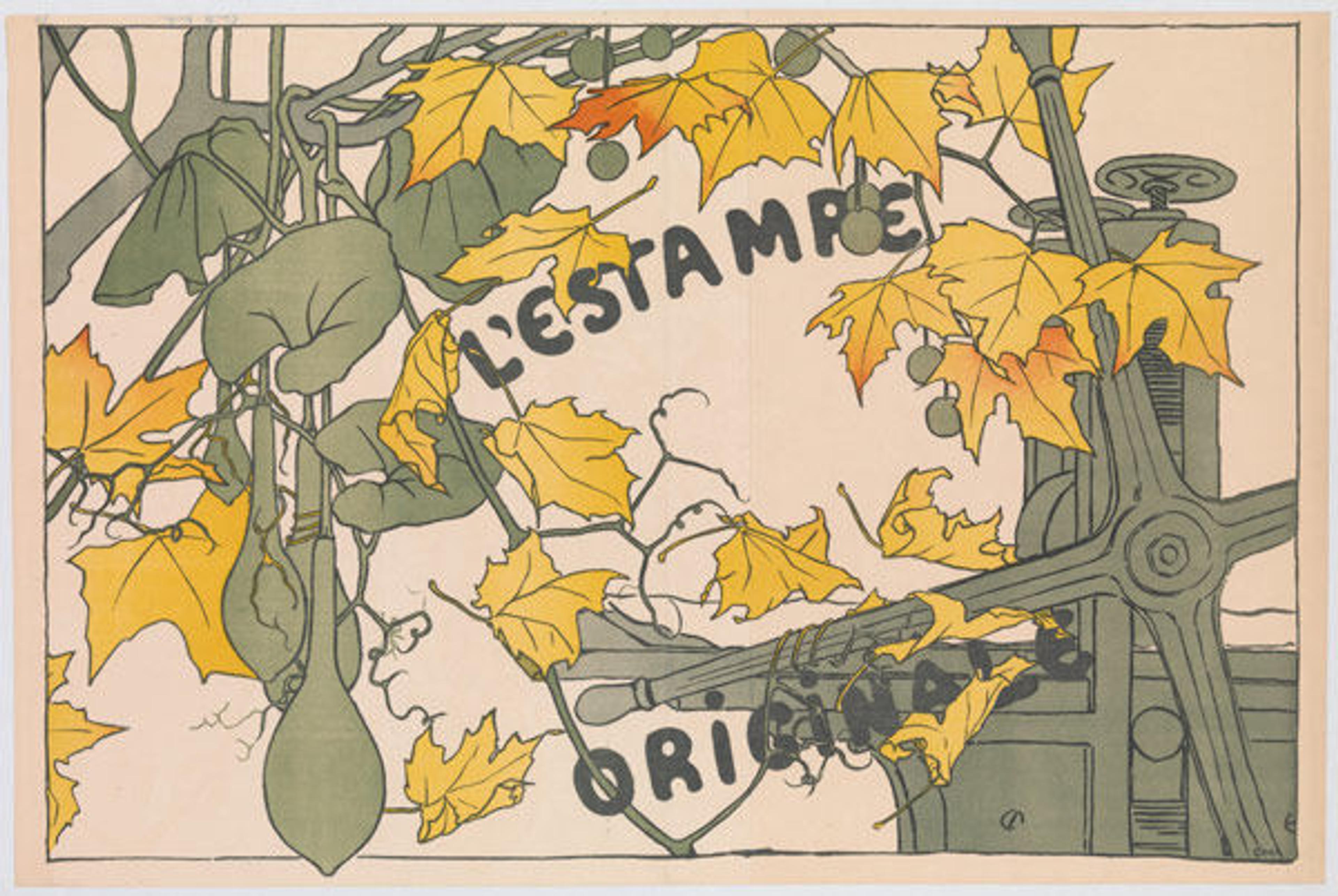 L'Estampe Originale (Cover to Album V), January–March 1894, French. Camille Martin (French, 1861–1898). Publisher André Marty (French, born 1857). Color lithograph; Other: 33 1/4 × 22 5/16 in. (84.5 × 56.7 cm). Other: 34 3/4 × 23 5/16 in. (88.3 × 59.2 cm). The Metropolitan Museum of Art, New York, Rogers Fund, 1922 (22.82.1-41)