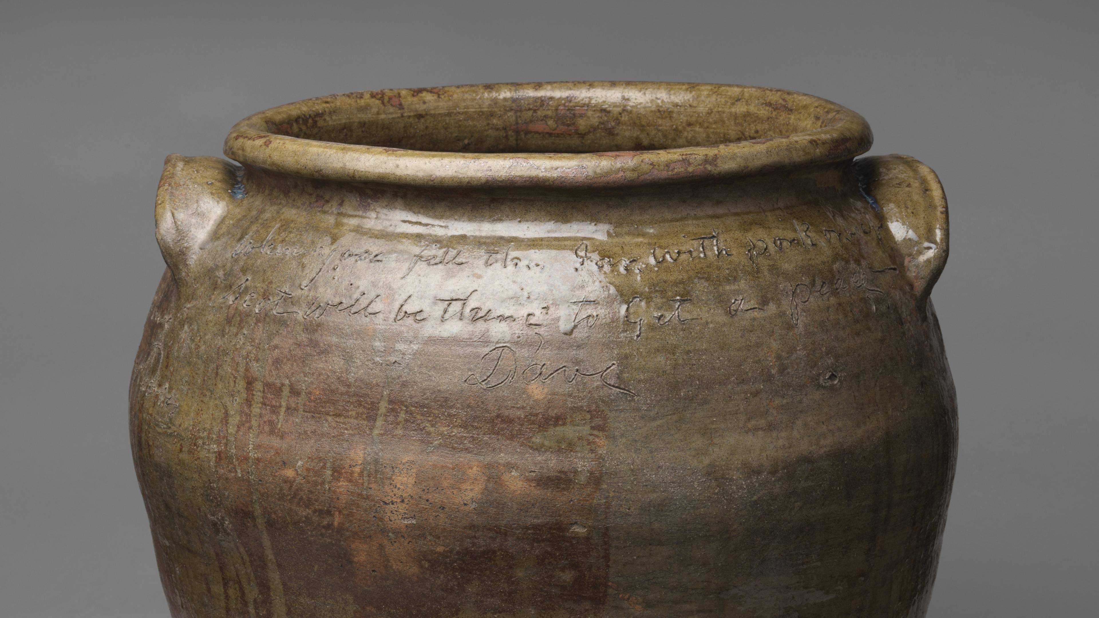 Detail of Storage jar by artist Dave (later recorded as David Drake). ca. 1858.