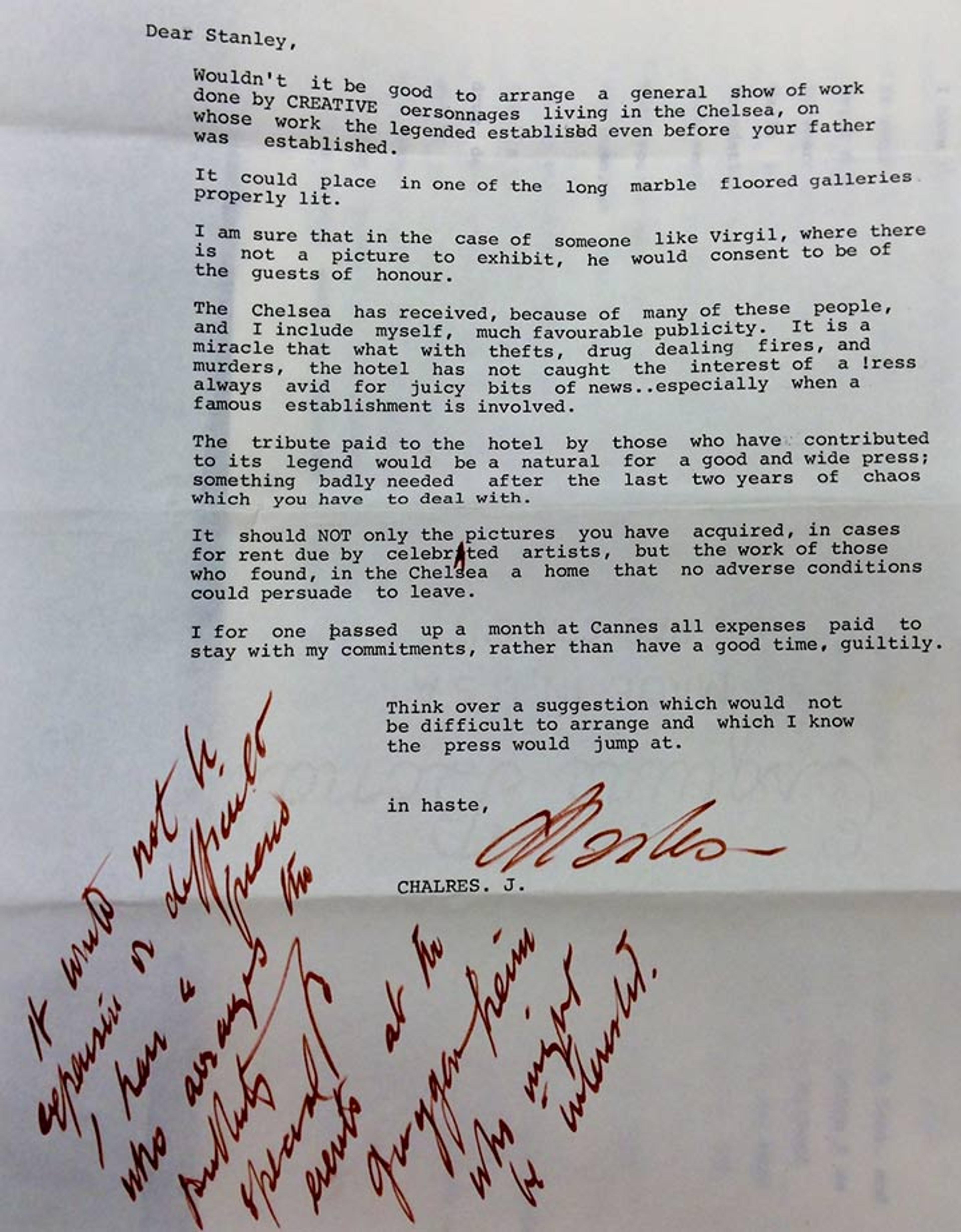 Charles James letter