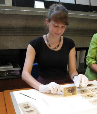 Bonnie Hodul, summer graduate intern in the Department of Photograph Conservation, shows me some of the old photographs in the Met's collection.