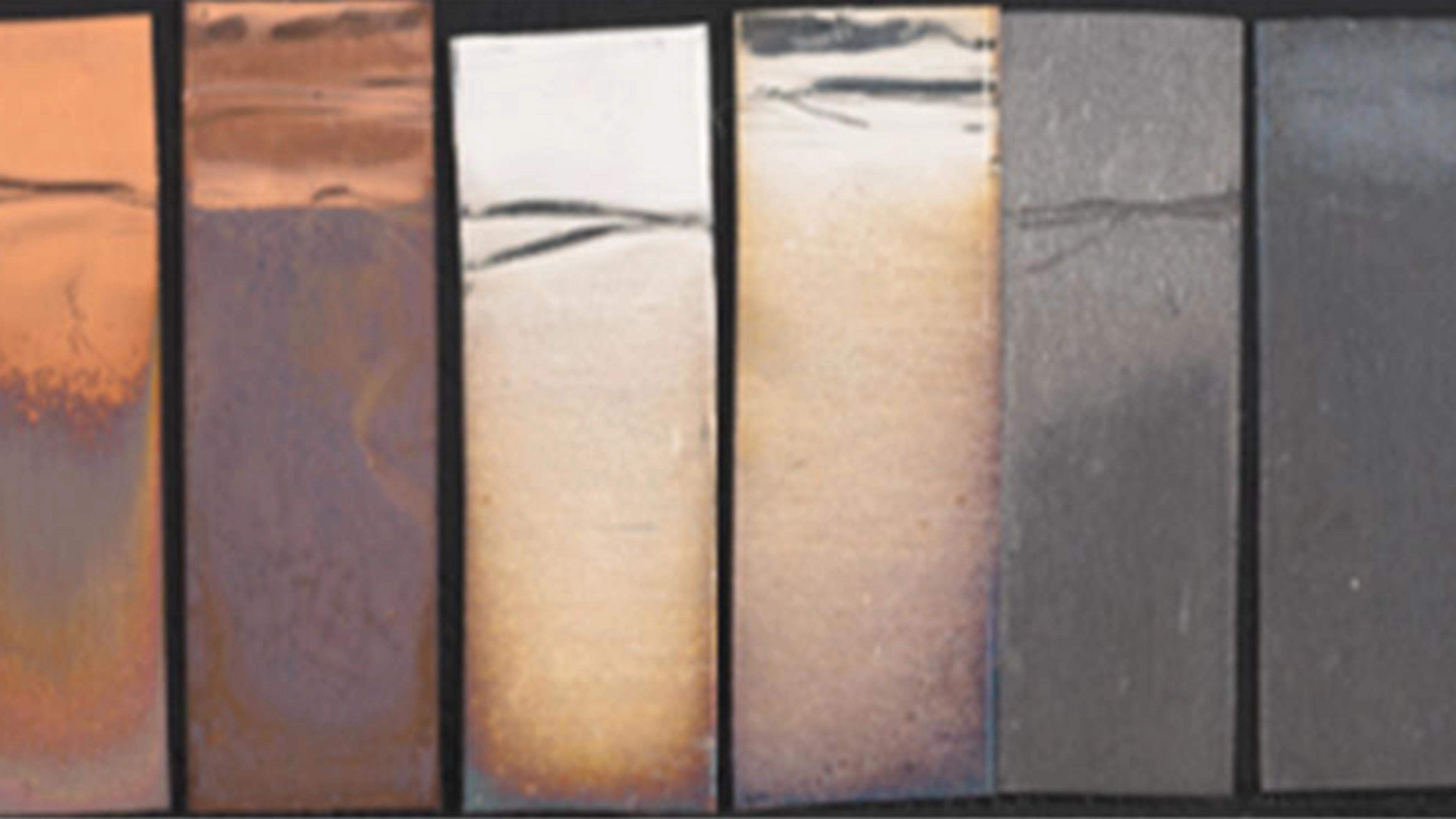 Oddy test coupons show corrosive chemicals in a foamed PVS board