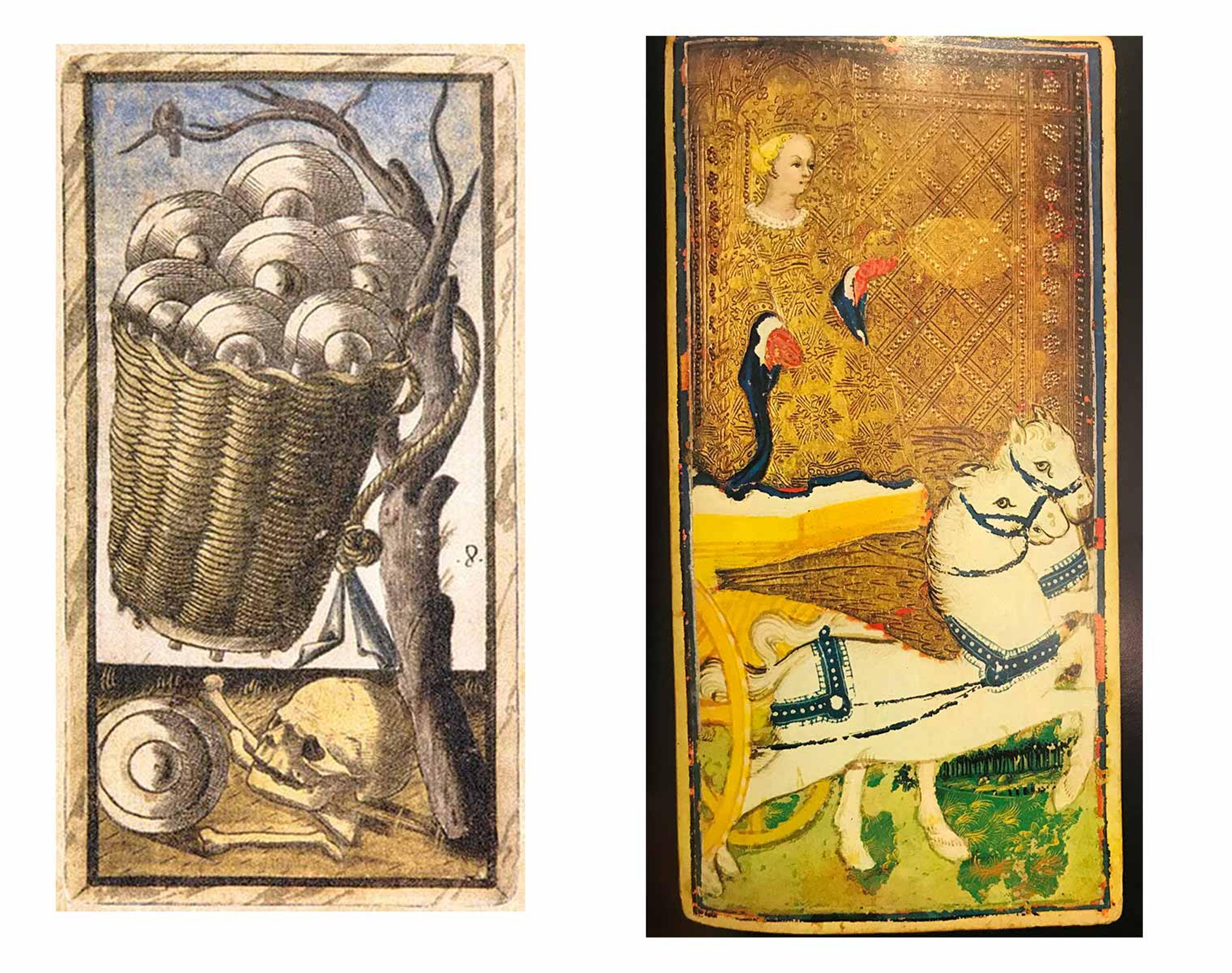 Eight of Coins tarot card and The Chariot tarot card