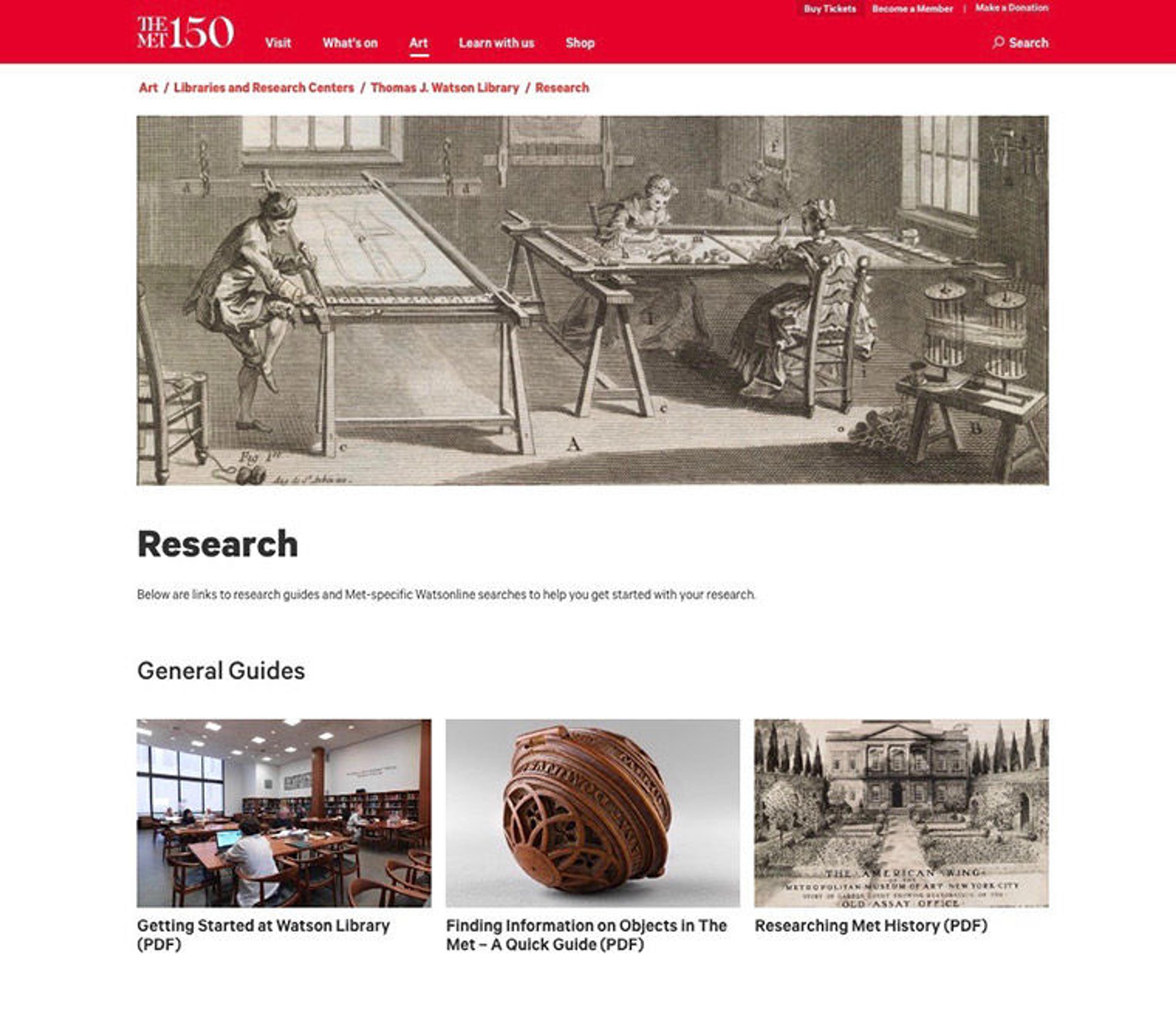 Research page of Met website