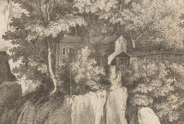 Rafaello Schiaminossi (Italian, 1572–1622), Plate A: Monte della Vernia from the Road of Casentino, detail.