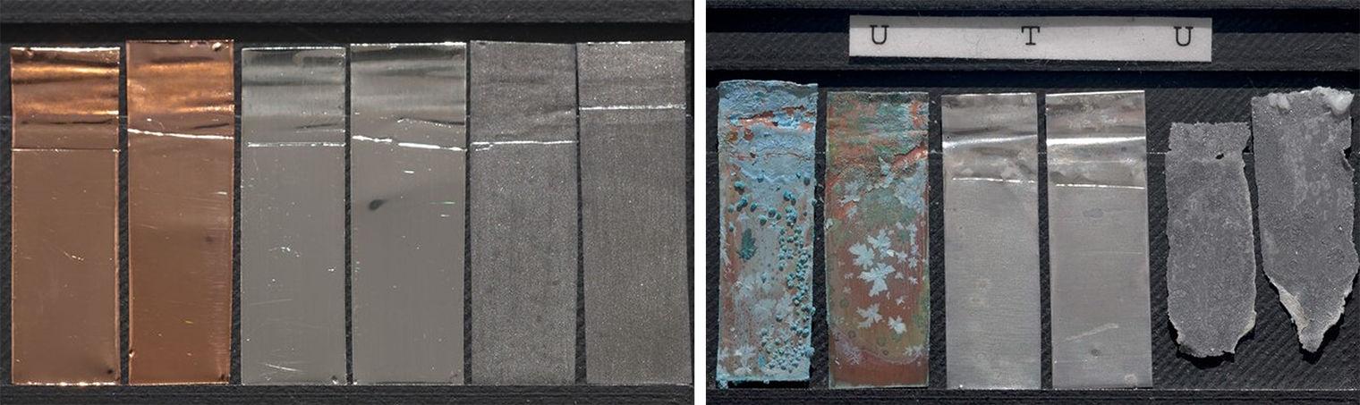 A series of metal coupons