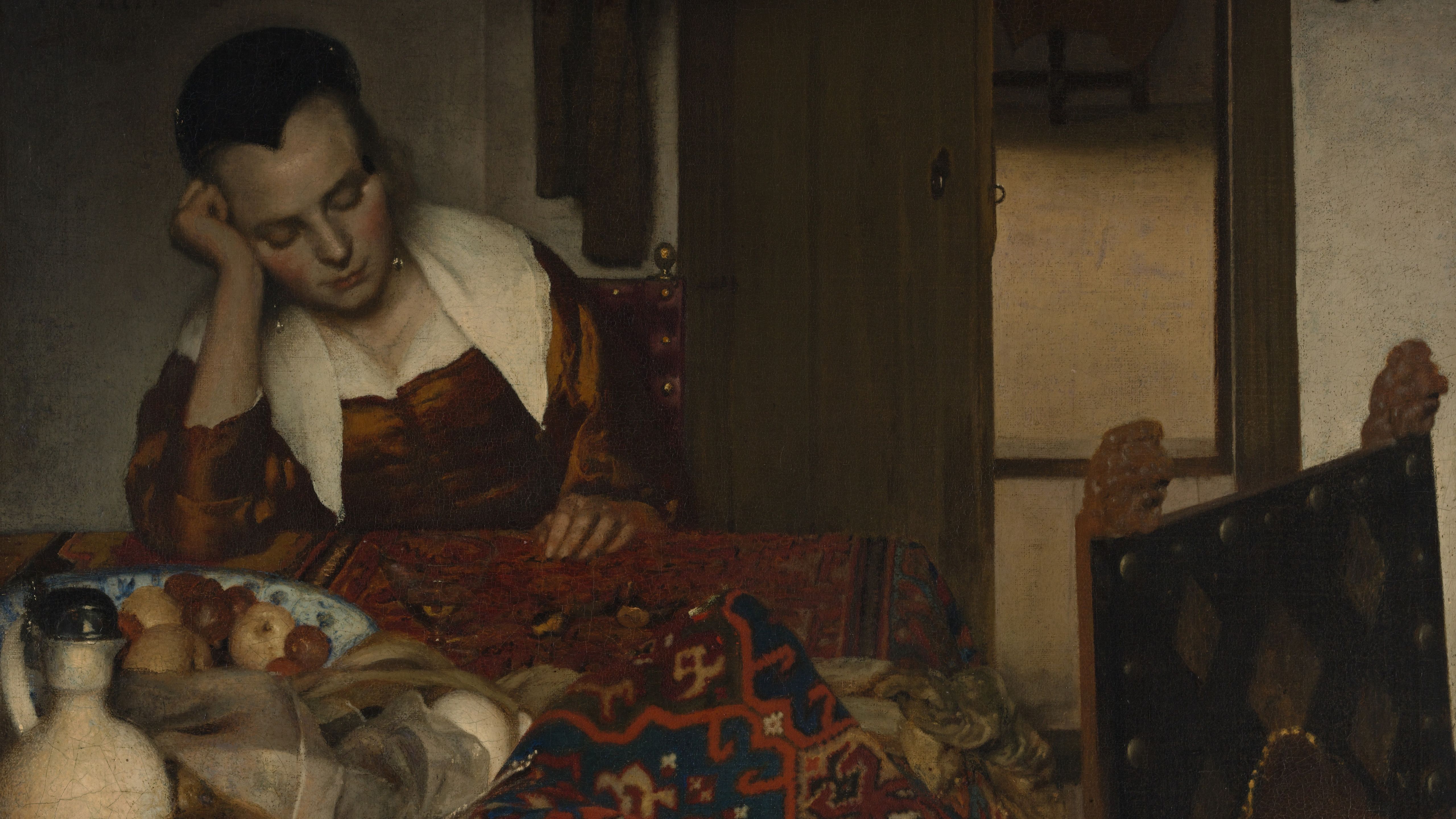 水瓶を持つ少女像 Johannes Vermeer - Young Woman with a Water Pitcher - The