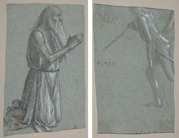 Vittore Carpaccio (Italian, 1460/66?–1525/26). Study for a Kneeling St. Jerome (recto), Study of Soldier with a Spear seen from the rear (verso), ca. 1493 (1998.14a, b)