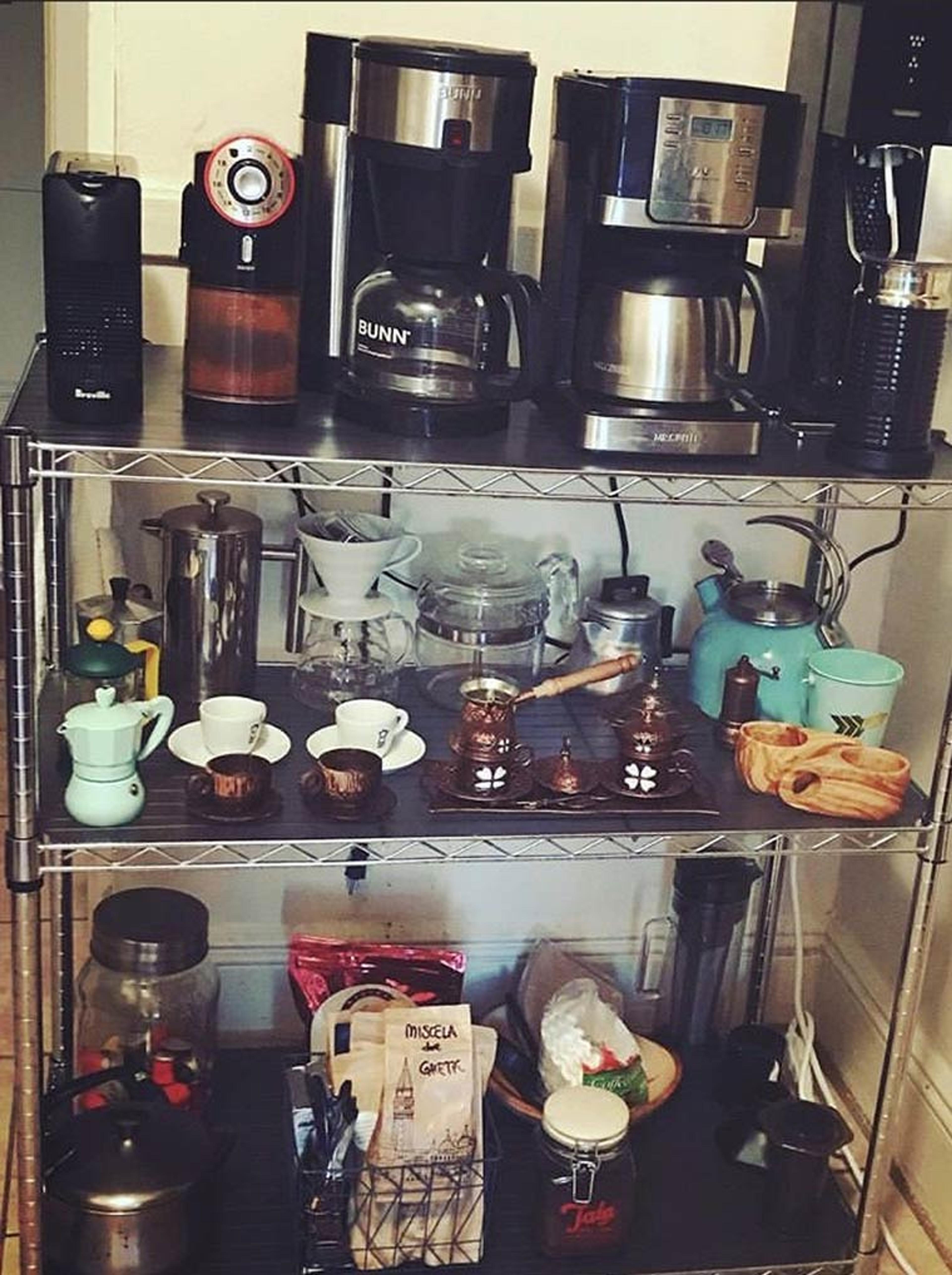 Shelves of coffee makers