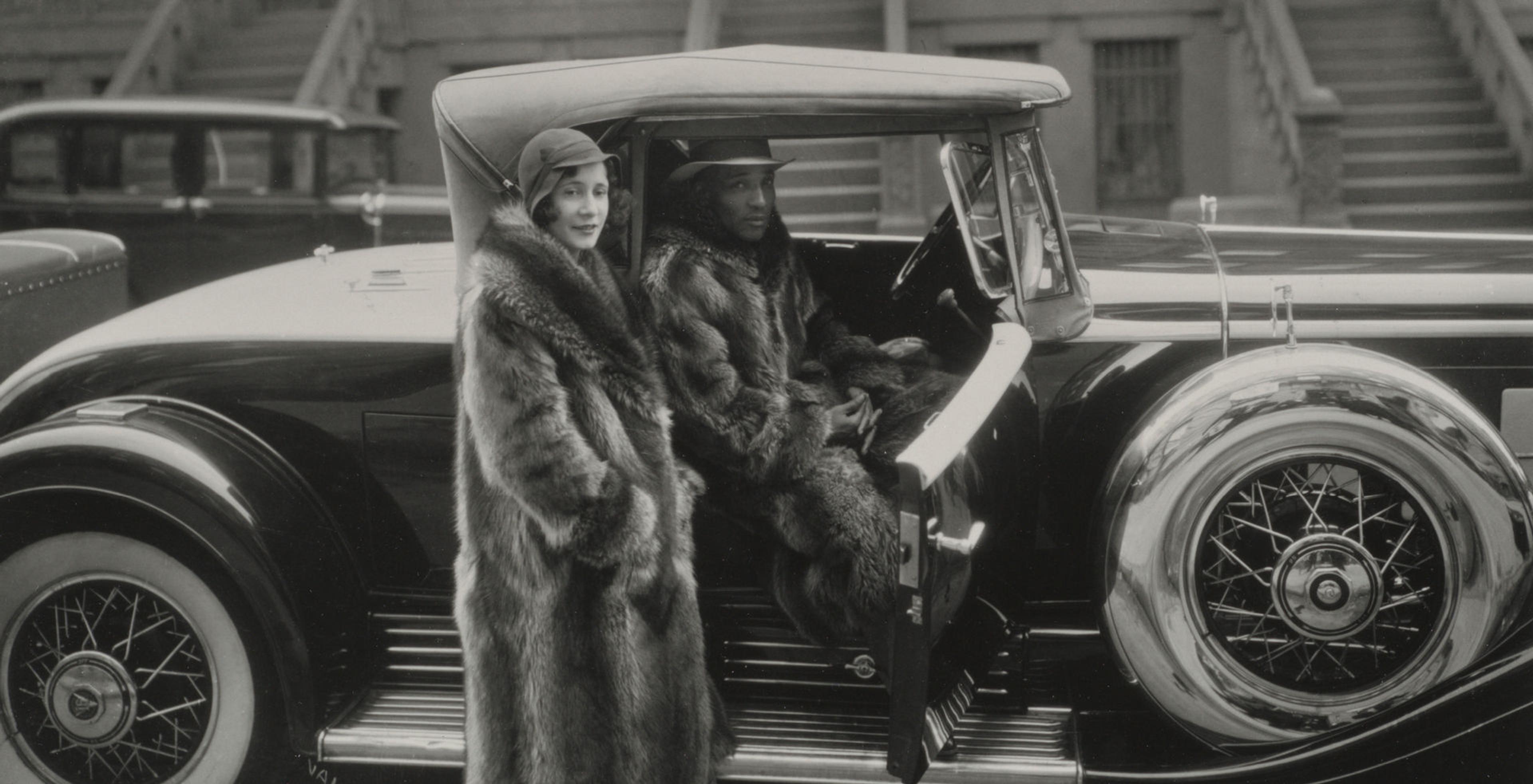 Episode artwork for Harlem Is Everywhere, featuring James Van Der Zee's "Couple, Harlem," with a Black couple in fur coats posing next to a cadillac