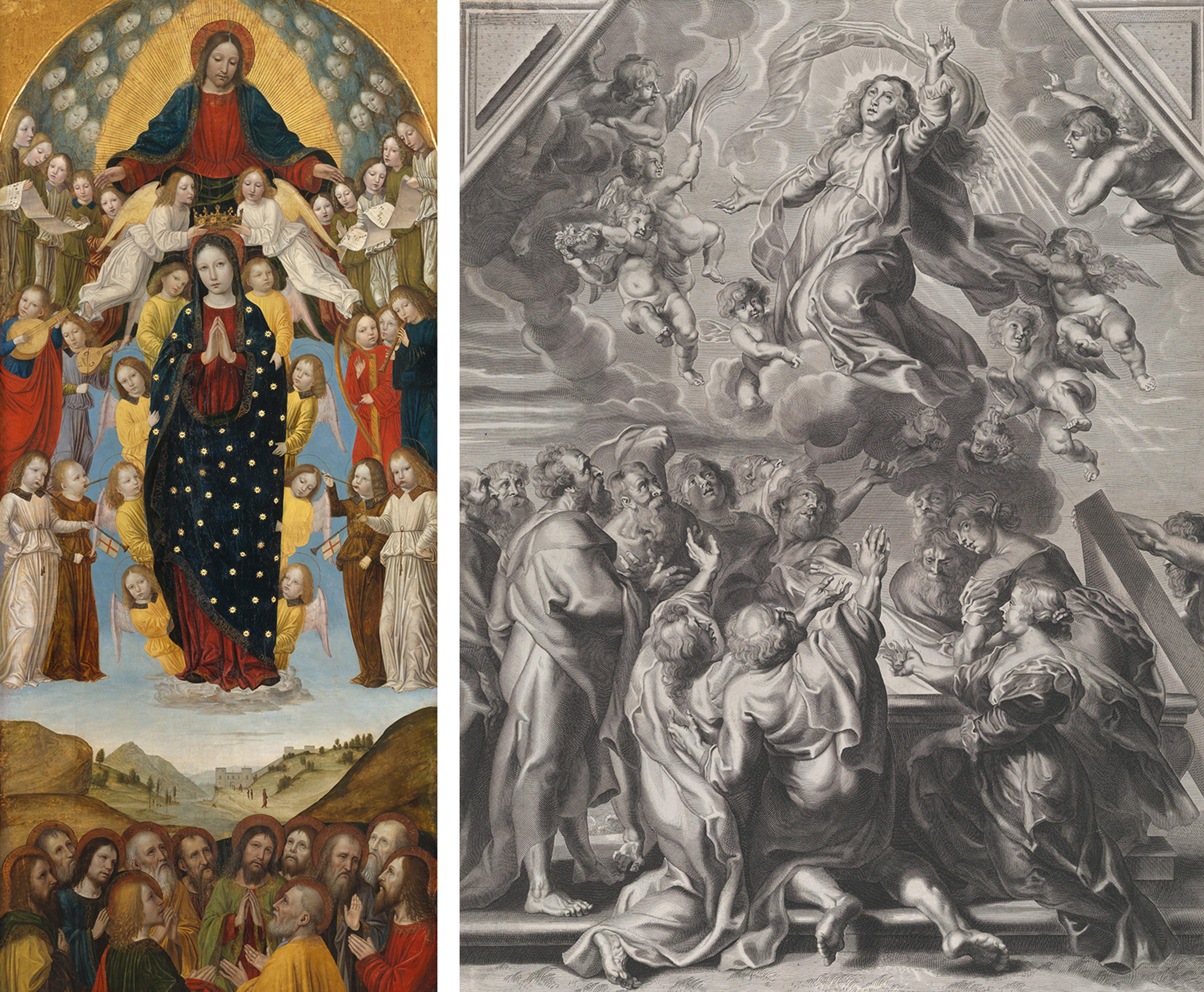 Two different images of Scenes of the Assumption of the Virgin.
