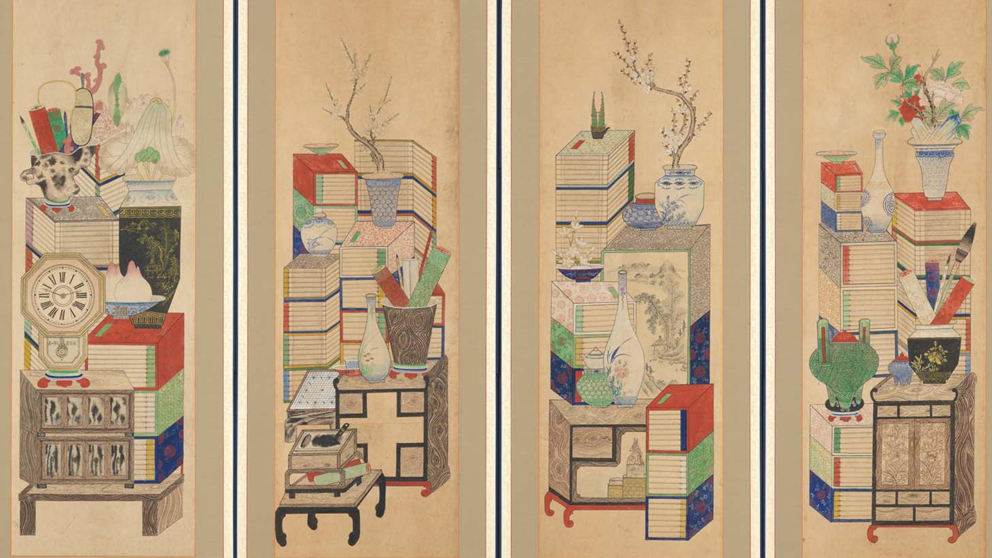 A series of Munbagdo paintings.