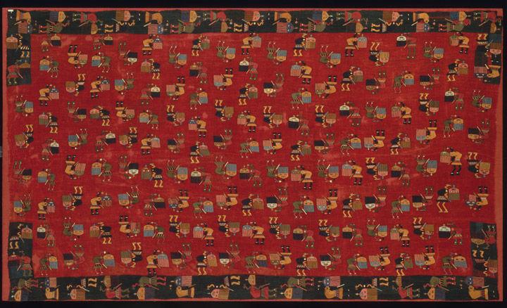 An intricately patterned mantle made of camelid fiber sometime between 450 and 175 B.C.