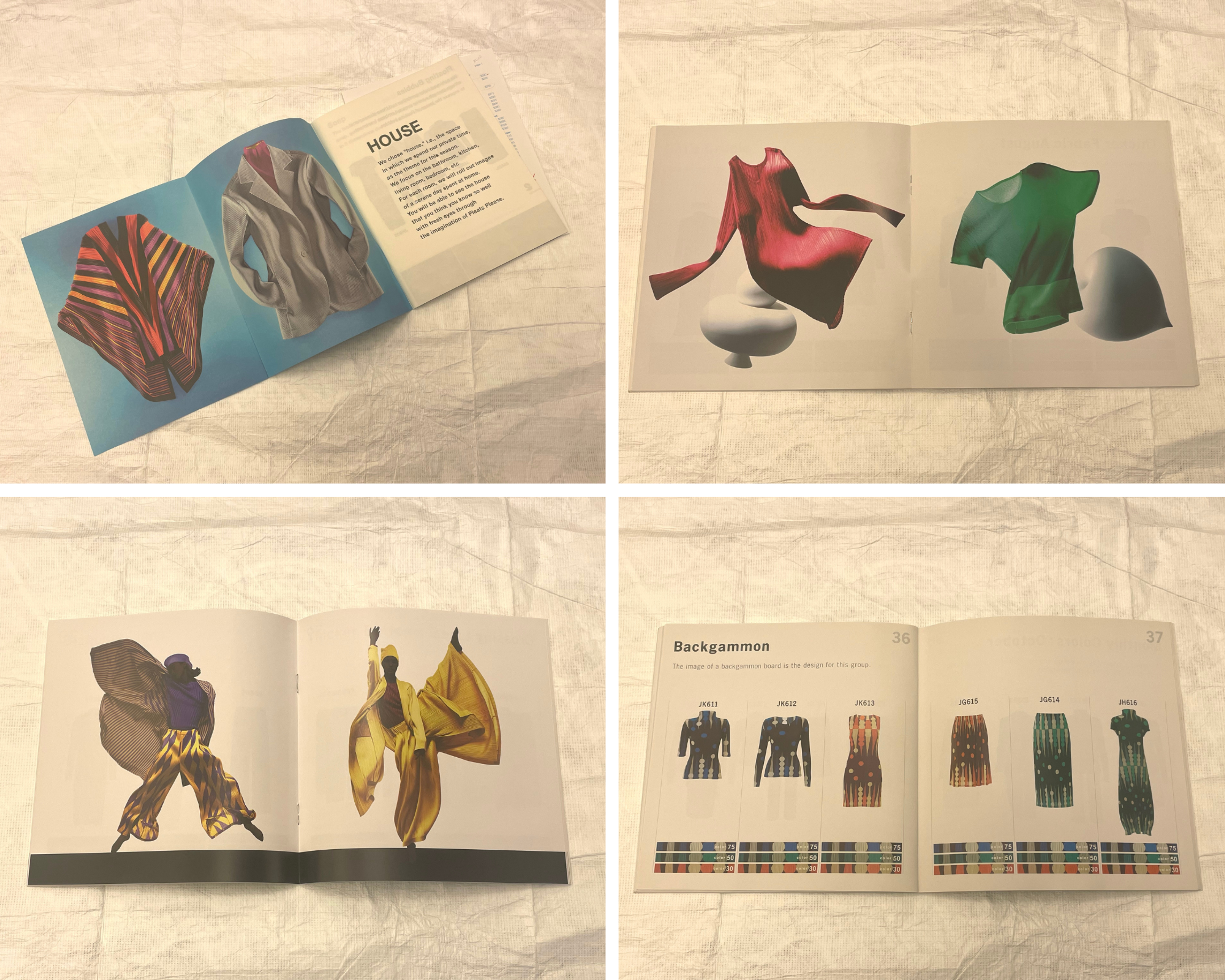 Four interior spreads of clothing