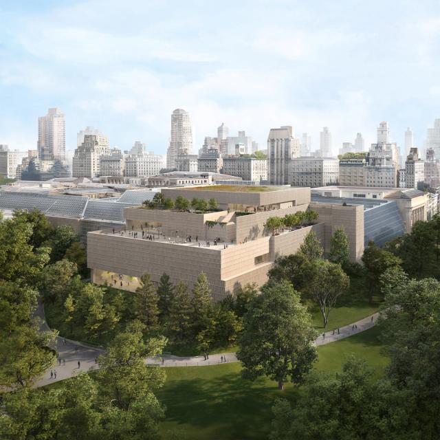 Exterior rendering of The Metropolitan Museum of Art’s Tang Wing (view from the southwest corner).
