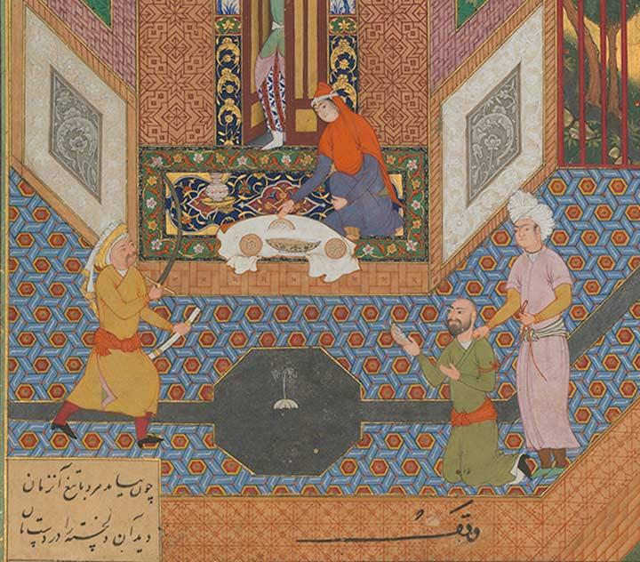 Detail of Folio 4v from an illustrated copy of Mantiq al-tair (The Language of the Birds)