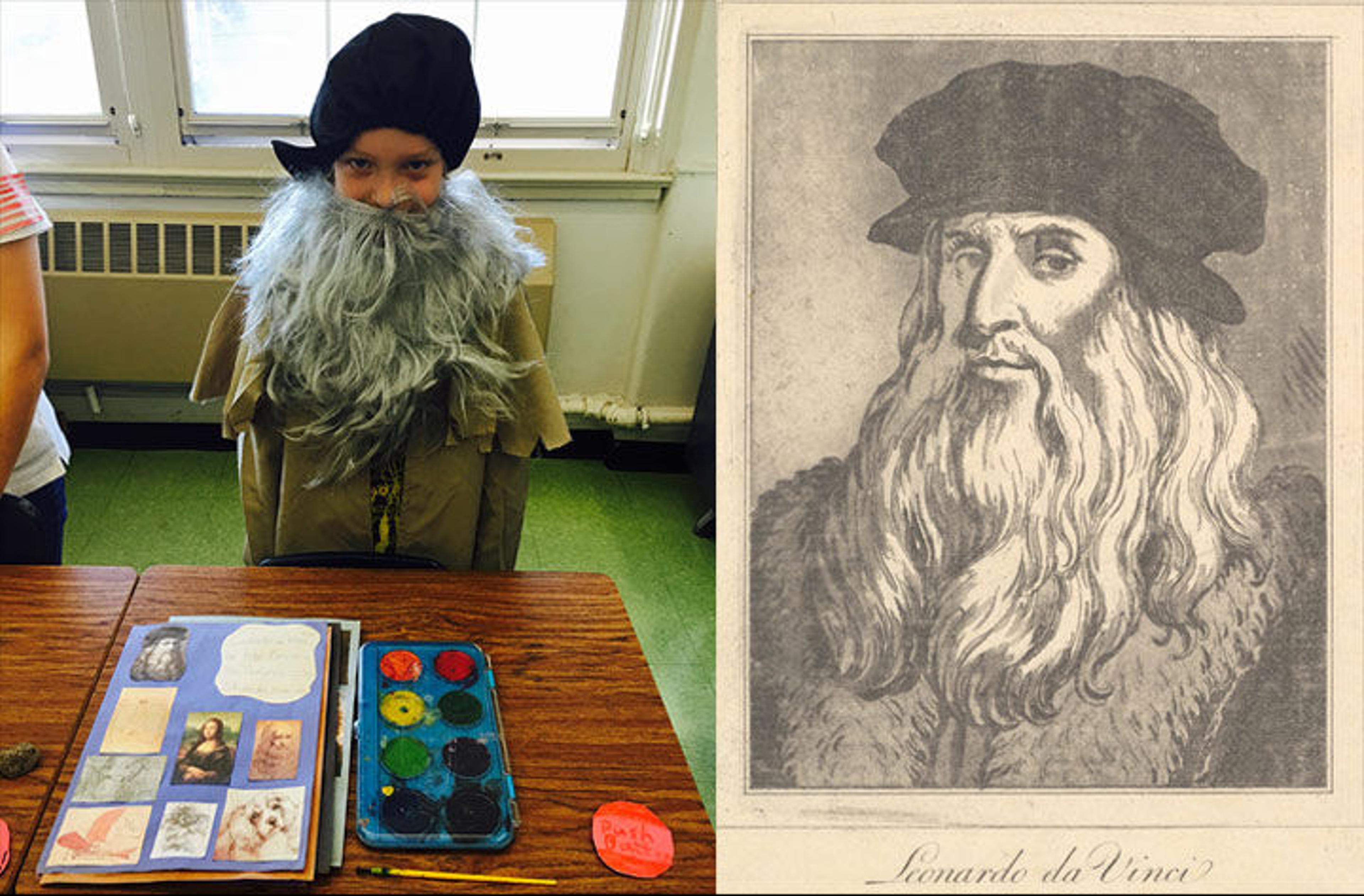 Mashup of Toby's costume and Portrait of Leonardo da Vinci (from Characaturas by Leonardo da Vinci, from Drawings by Wincelslaus Hollar, out of the Portland Museum)
