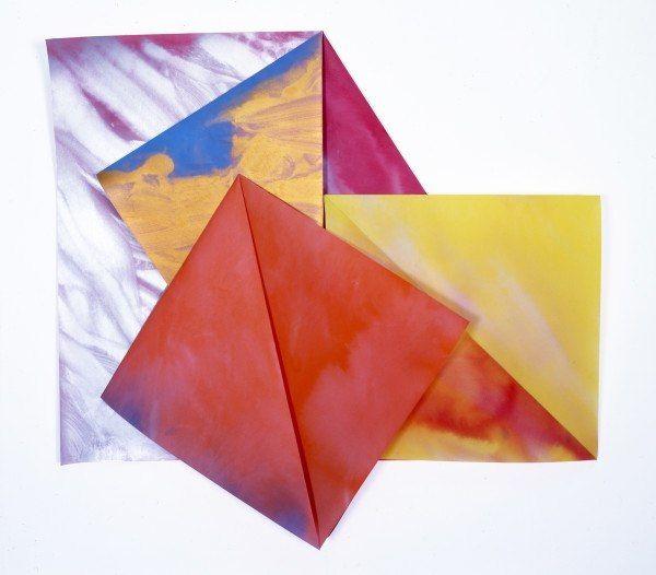 An abstract watercolor painting on vellum by artist Dorothea Rockburne