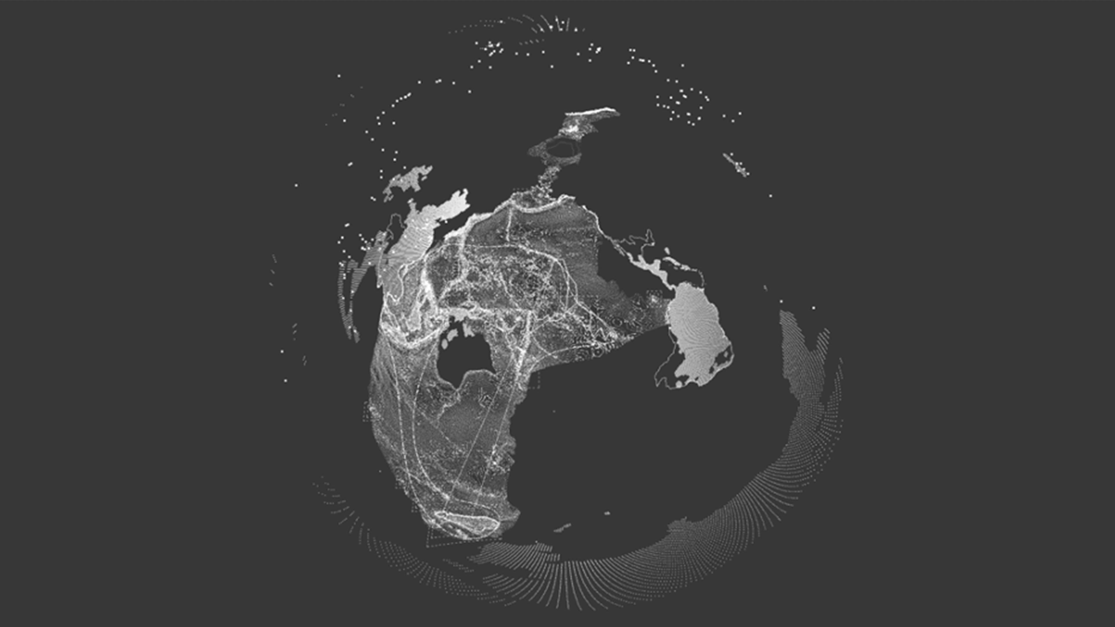 Still from Sean Connelly's Spheric Oceania map showing the farthest possible reaches of Austronesian expansion
