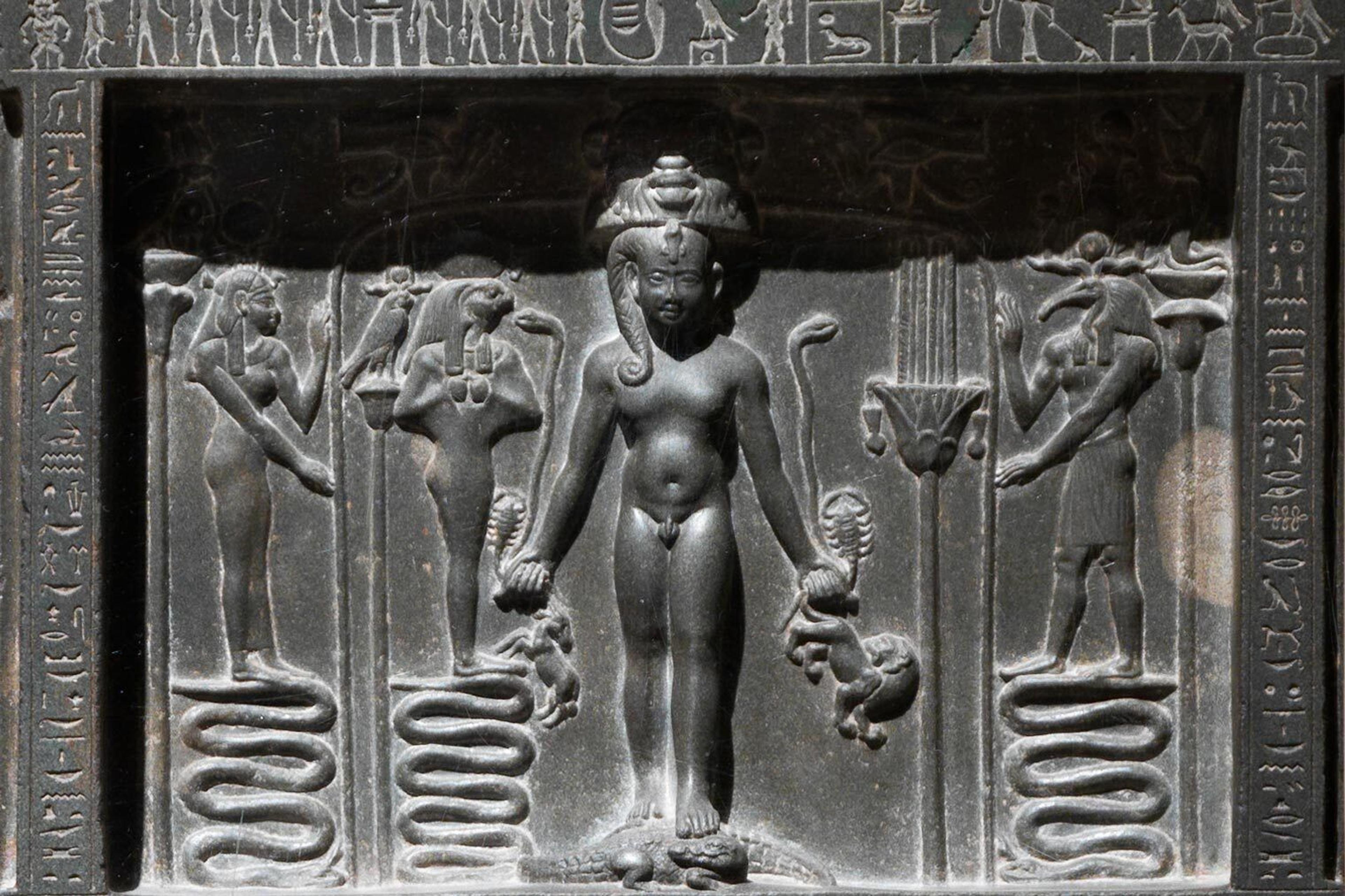 A detail of a magical stela