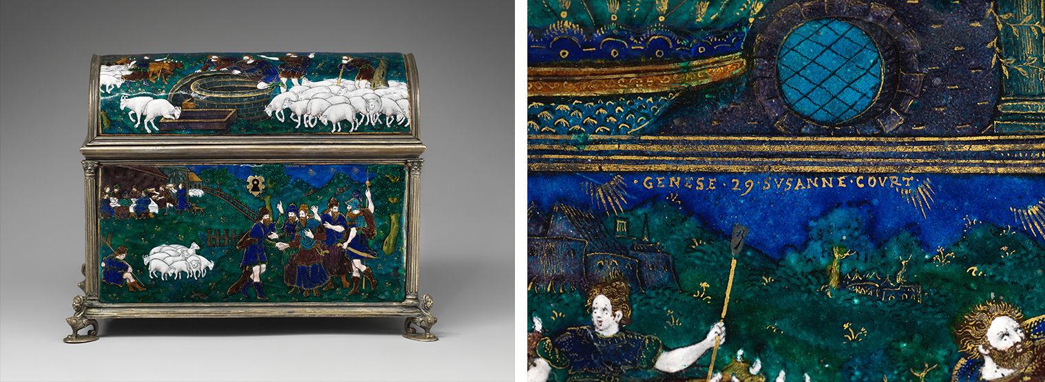 French casket decorated with stories from Genesis derived from prints by Étienne Delaune (1518–1583).