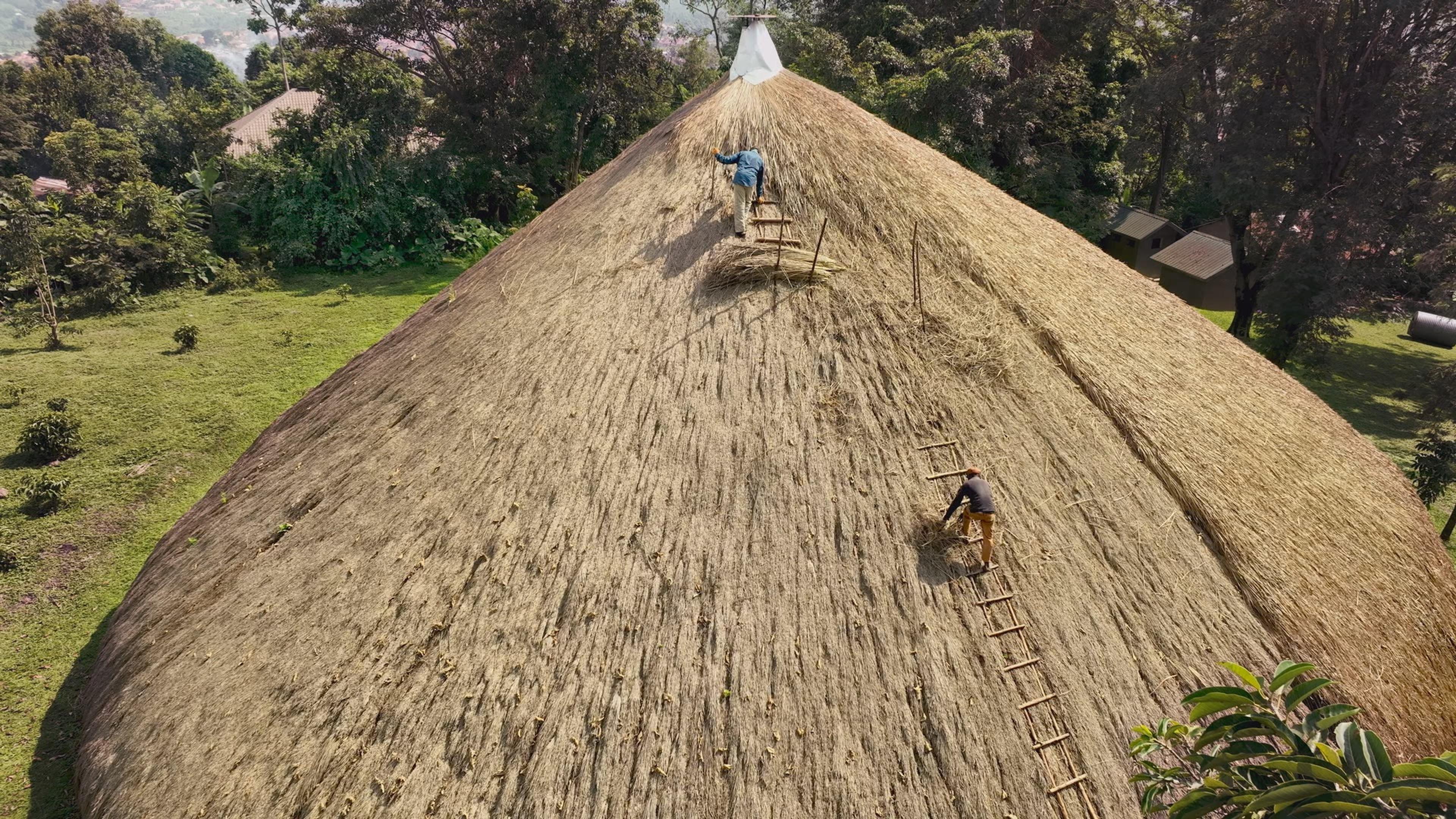 Aerial view of a large tomb structure