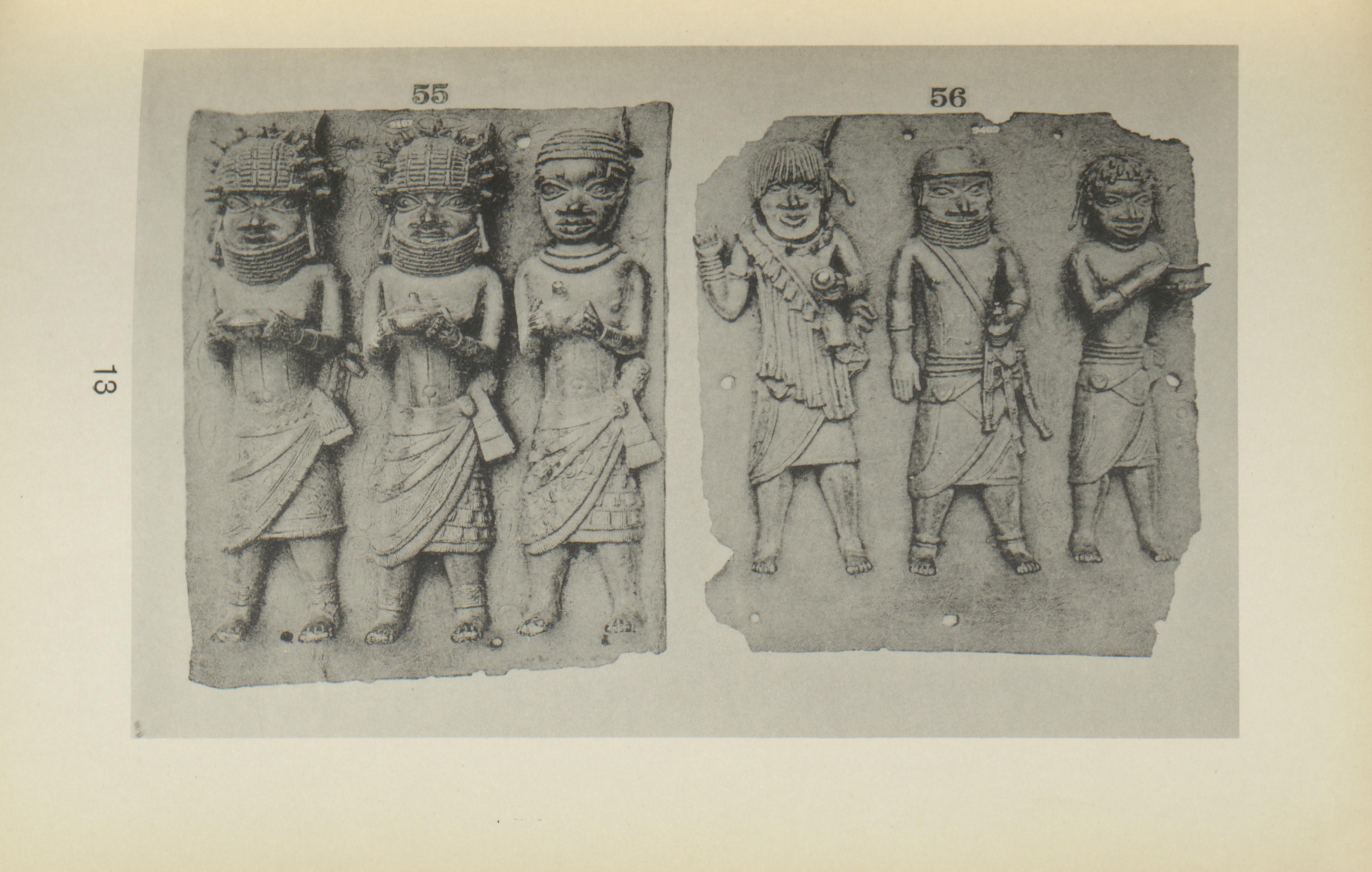 Two black and white images of Benin sculptures from an auction catalog