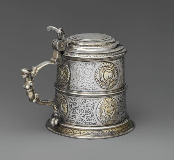 Tankard, late 16th century. Hungarian, possibly Nagyszben. Silver, partly gilded; Height: 5 1/8 in. (13 cm). The Metropolitan Museum of Art, New York, Gift of The Salgo Trust for Education, New York, in memory of Nicolas M. Salgo, 2010 (2010.110.80)