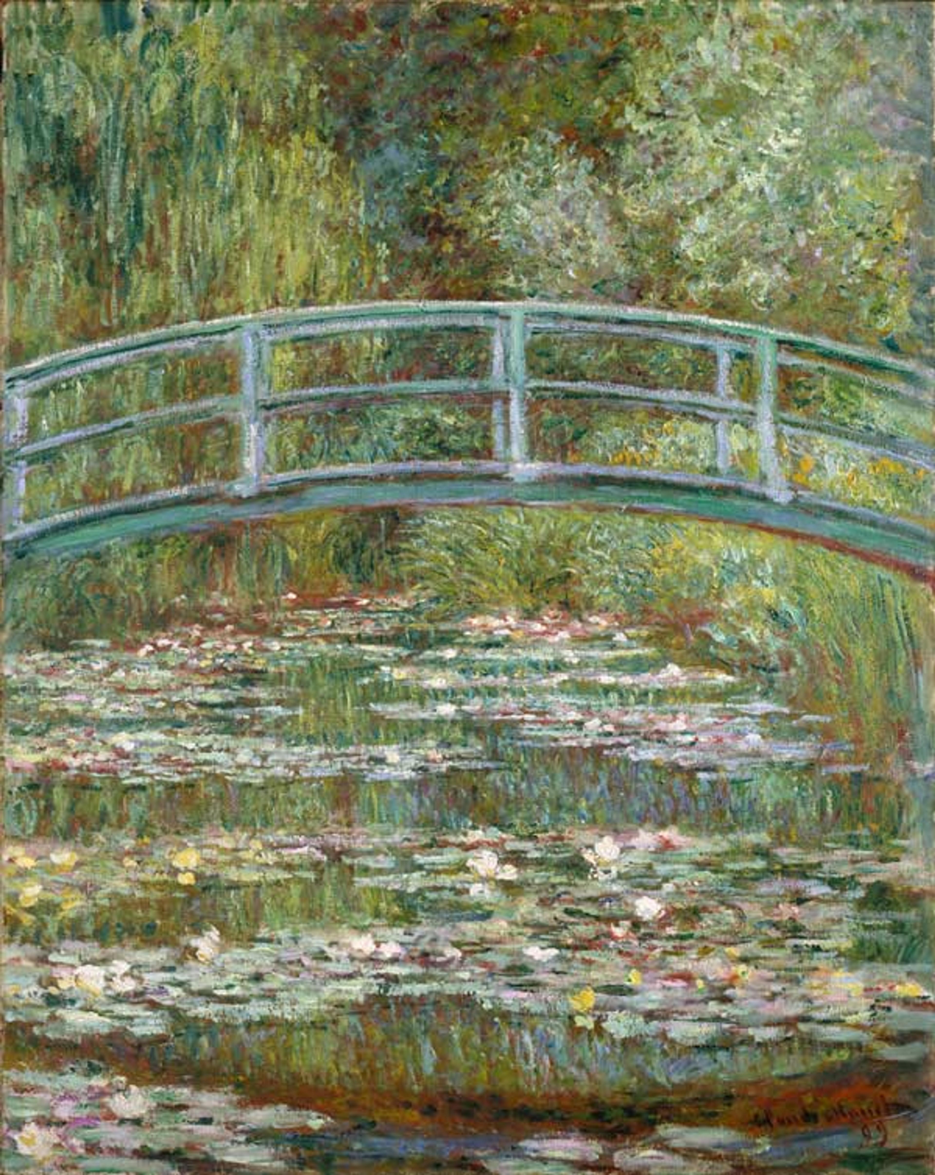 Claude Monet (French, 1840–1926). Bridge over a Pond of Water Lilies, 1899. Oil on canvas; 36 1/2 x 29 in. (92.7 x 73.7 cm). The Metropolitan Museum of Art, New York, H. O. Havemeyer Collection, Bequest of Mrs. H. O. Havemeyer, 1929 (29.100.113)