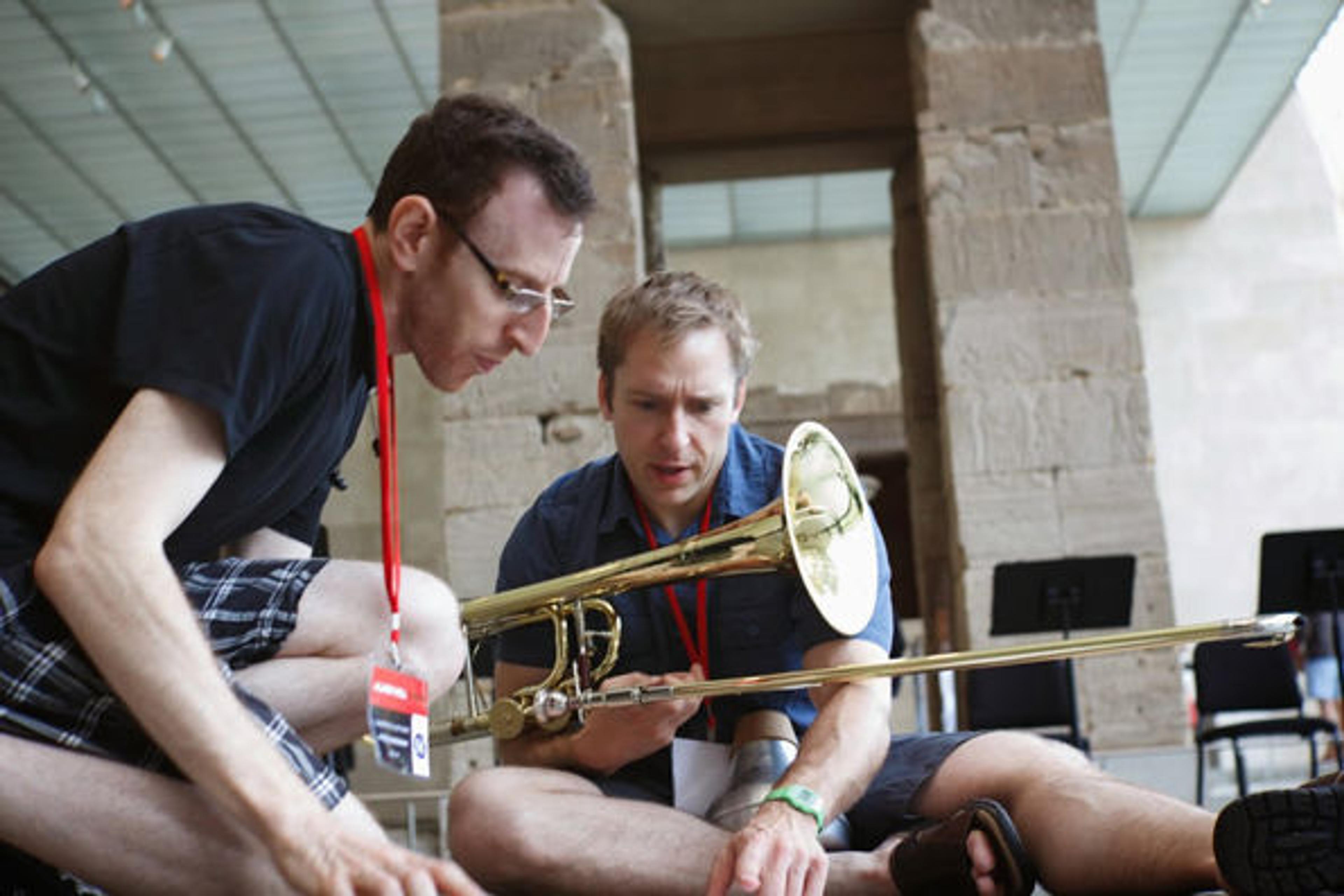 Nigel Maister, director and librettist, in rehearsal for I Was Here I Was I. Photo courtesy of Alarm Will Sound