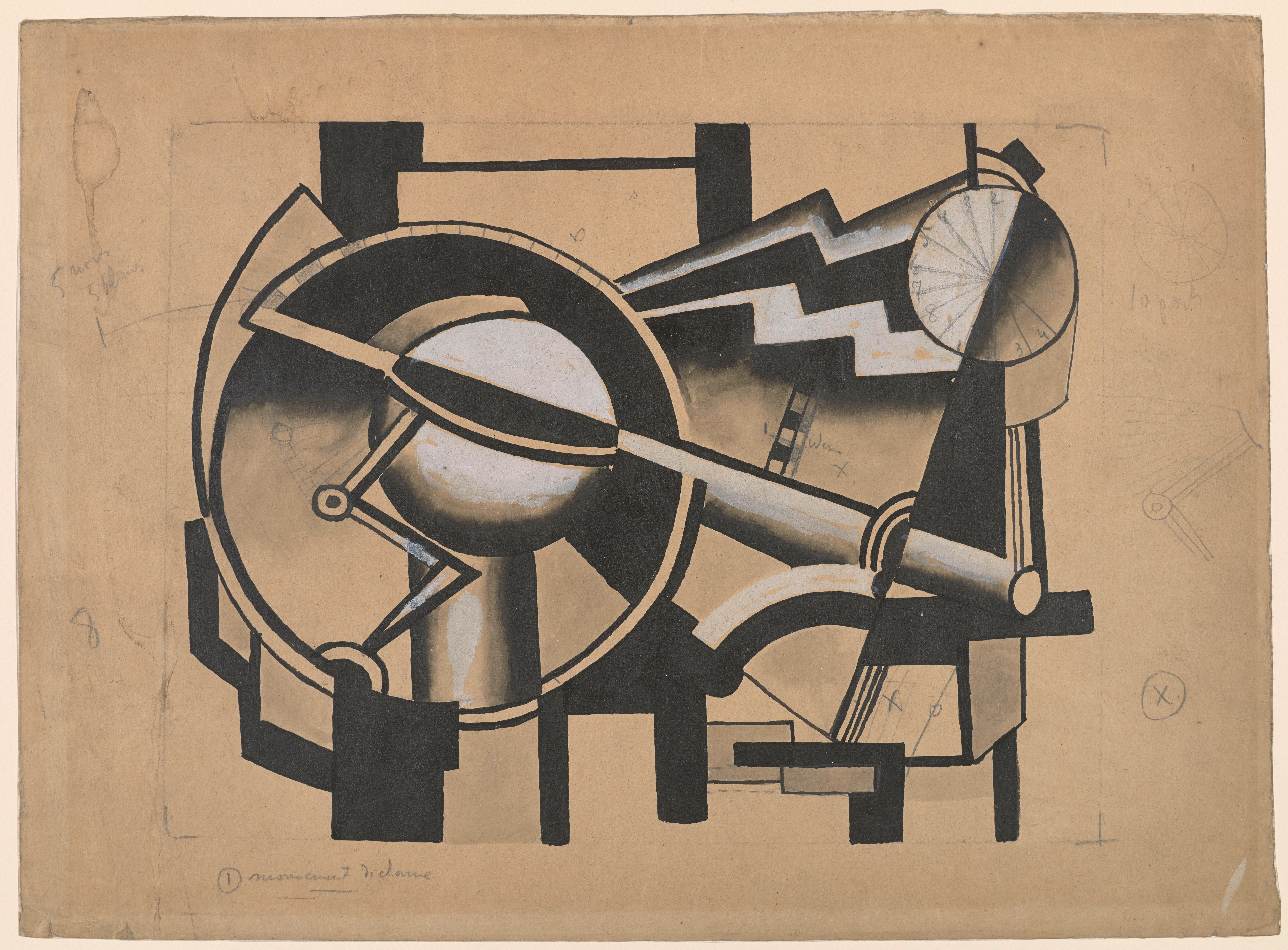 Image of Untitled, Mechanical Composition, Ploughing Motion, around 1918-1920, gouache; India ink on paper, height: 34 cm, width: 45 cm. Photo (C) Adrien Didierjean.