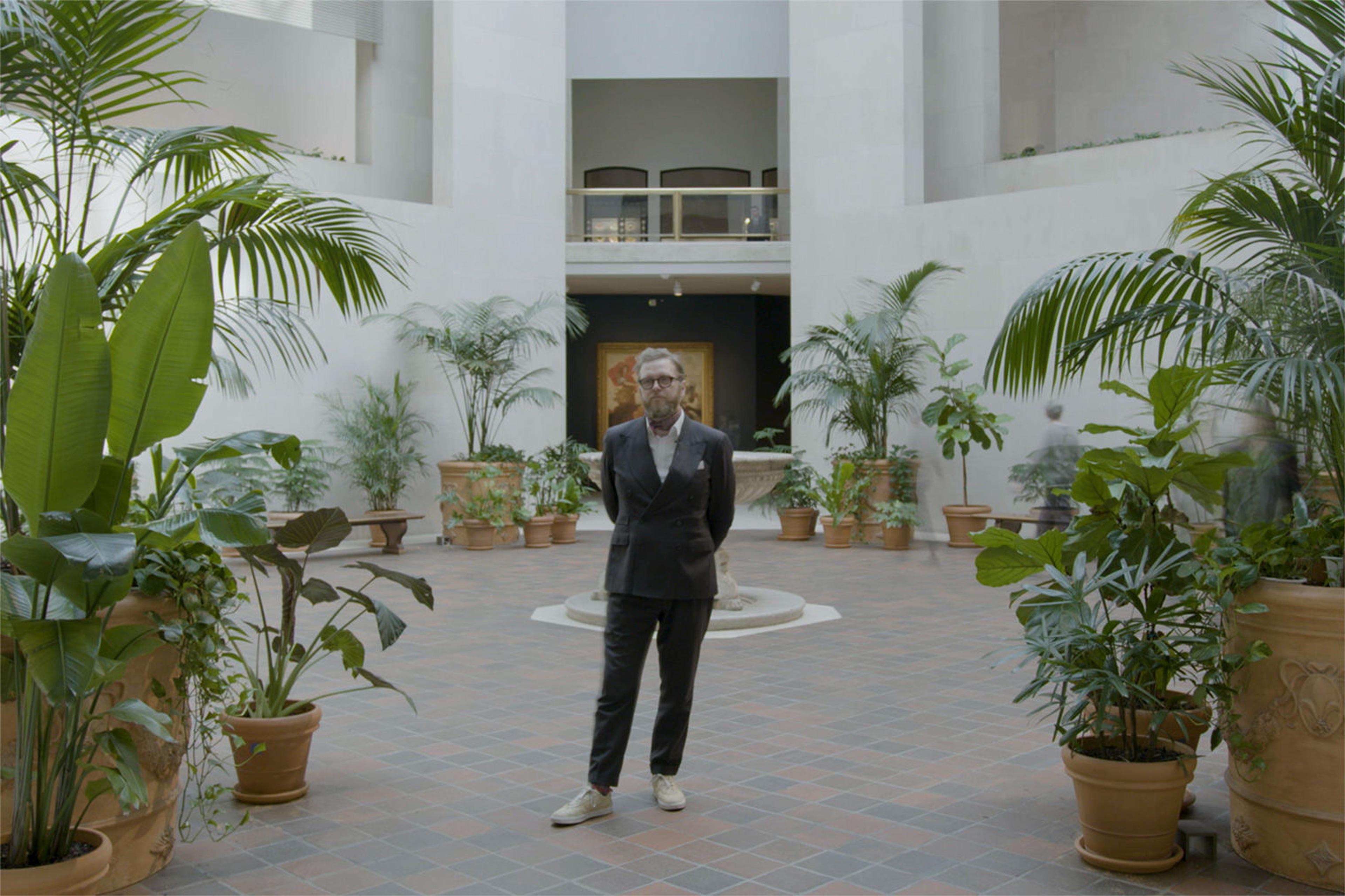 The artist Ragnar Kjartansson stands in the Lehman Court at The Met