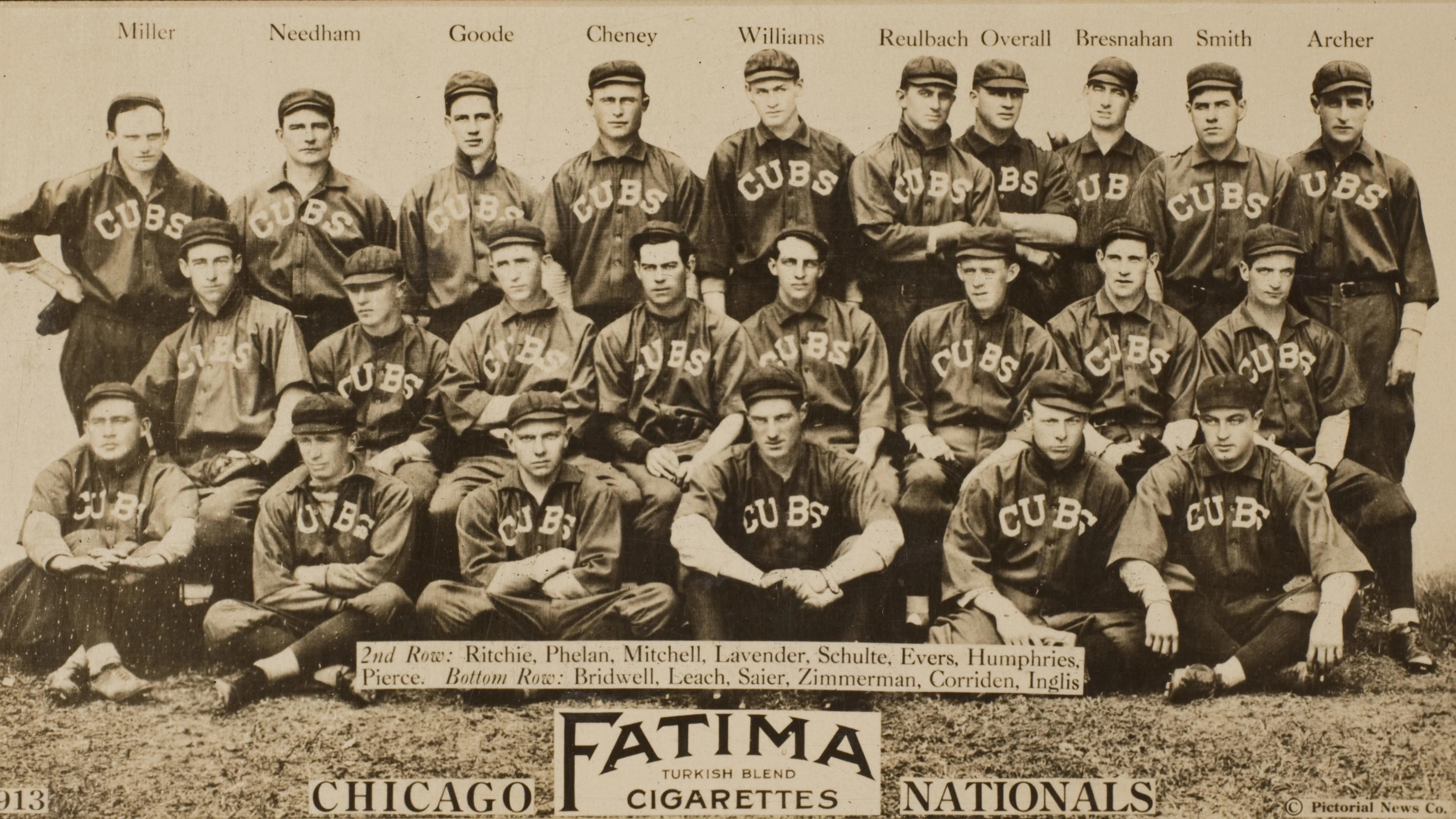 Baseball card showing the 1913 Chicago Cubs team