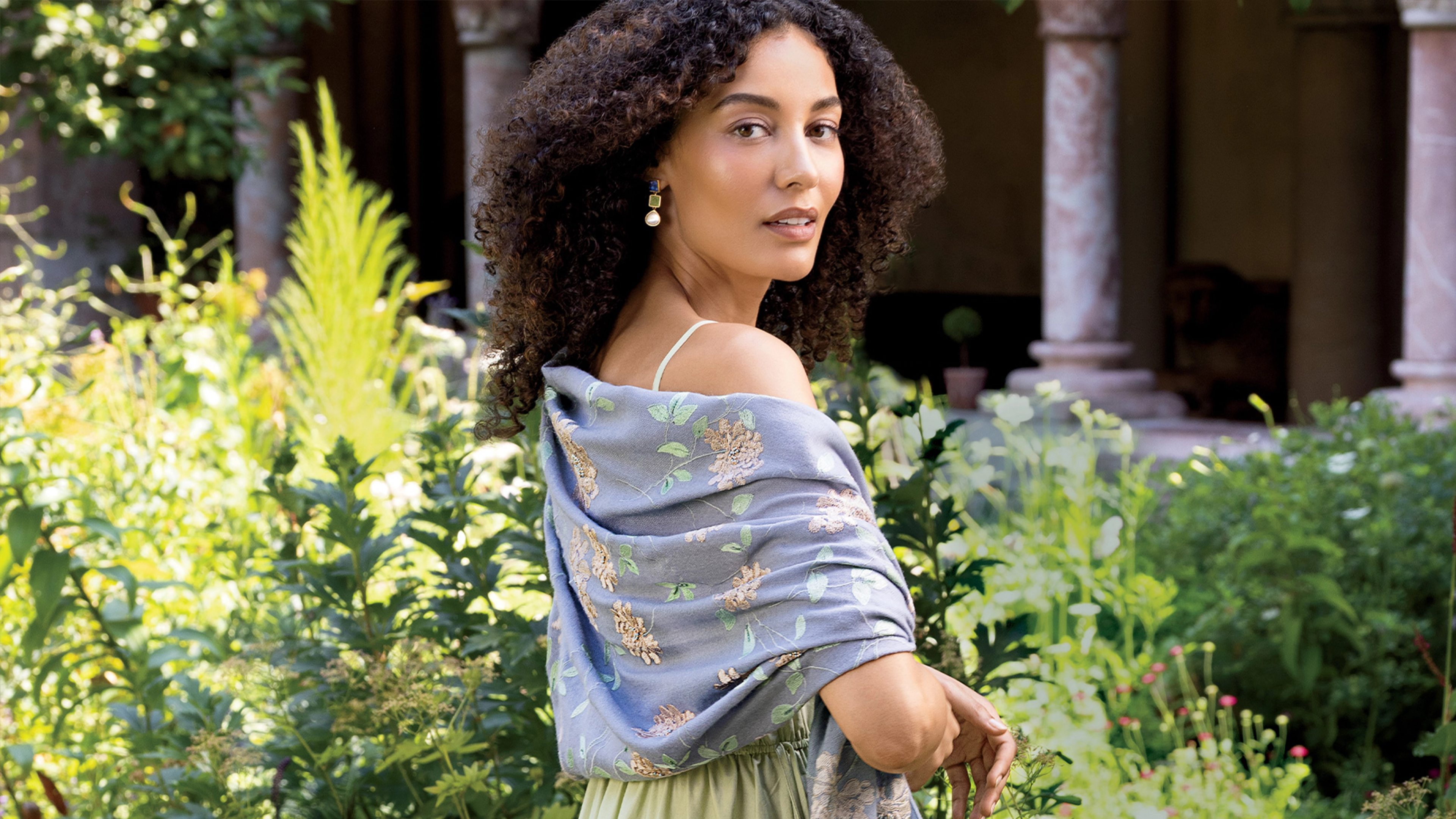 A woman wearing a scarf.