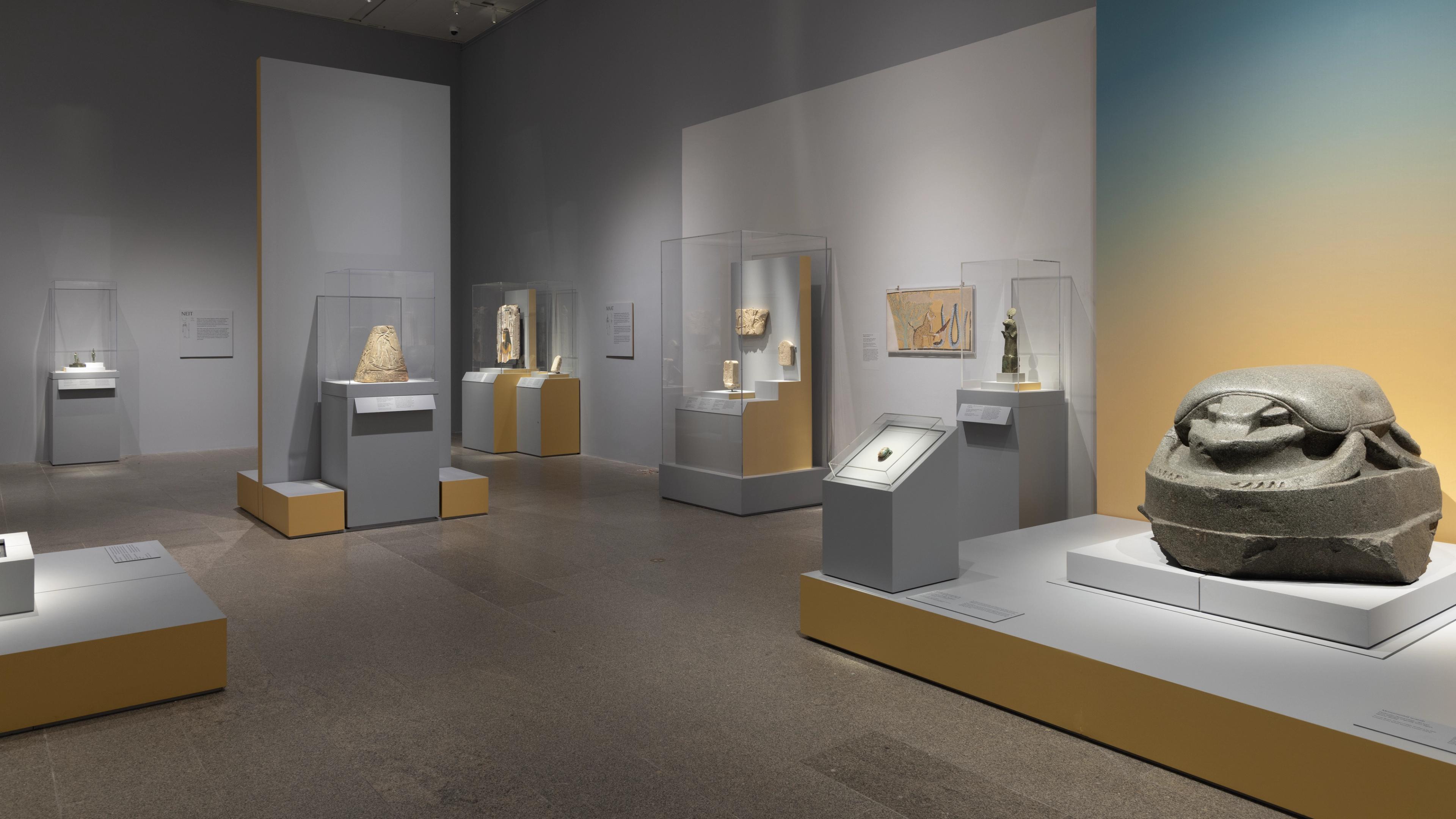 Gallery Installation shot with Egyptian artifacts