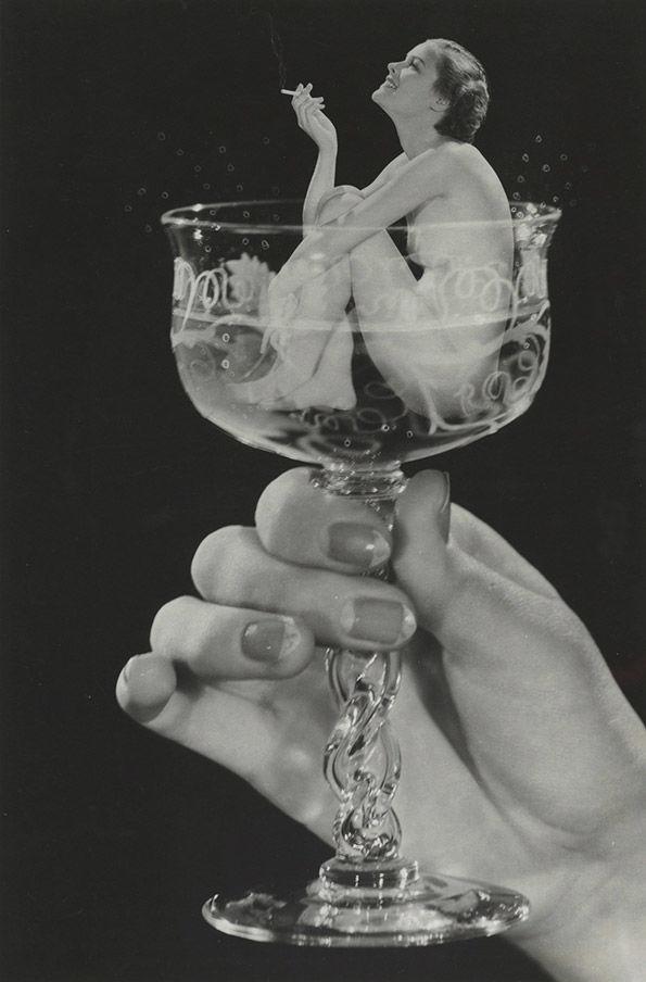 Woman in Champagne Glass